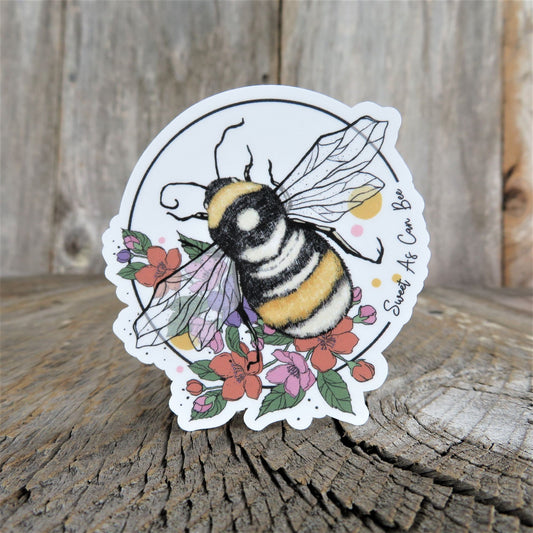 Sweet As Can Bee Sticker Bumblebee Full Color Waterproof Flowers Gardener Bugs Water Bottle Laptop