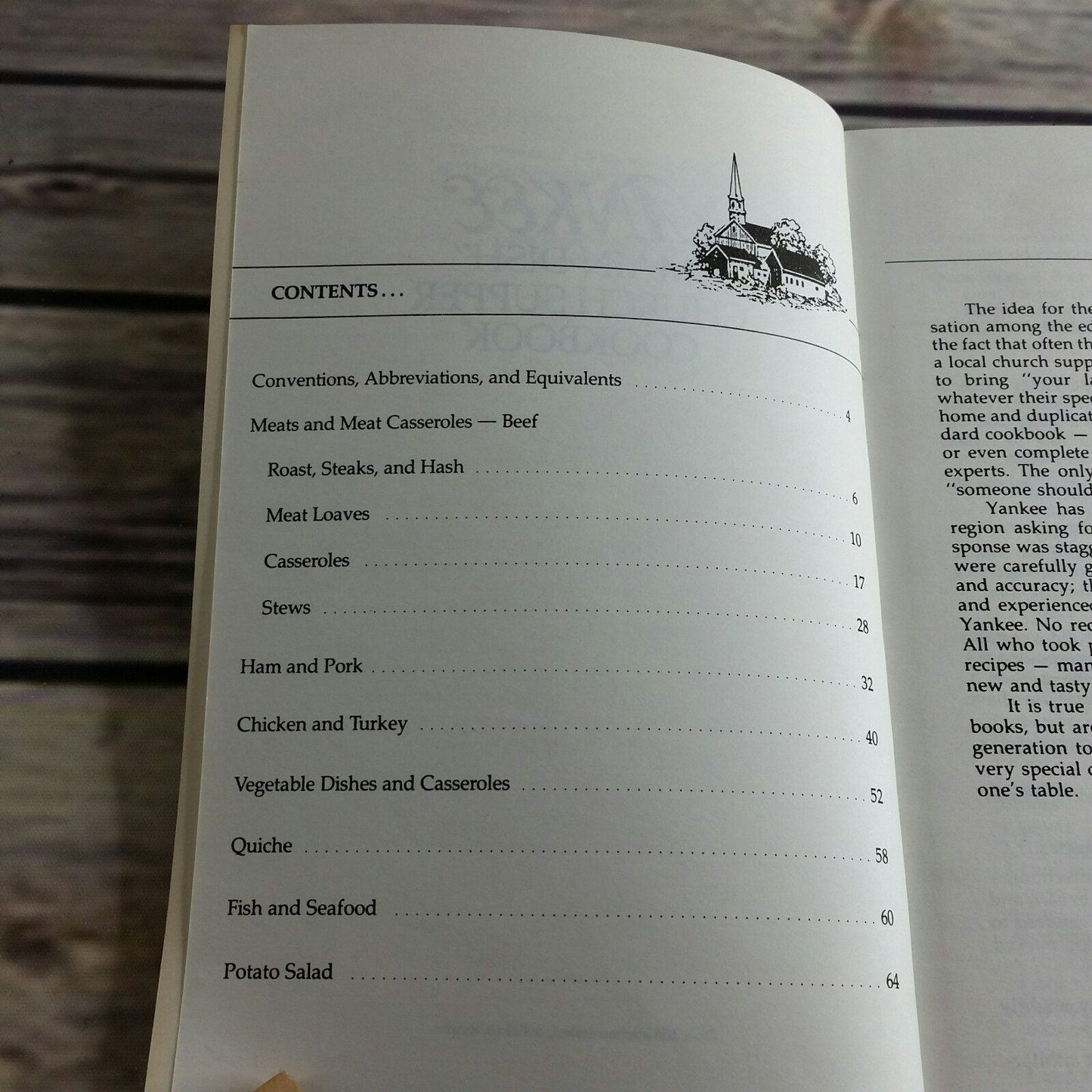 Vintage Cookbook Yankee Main Dish Church Supper Recipes 1980 Yankee Books Paperback
