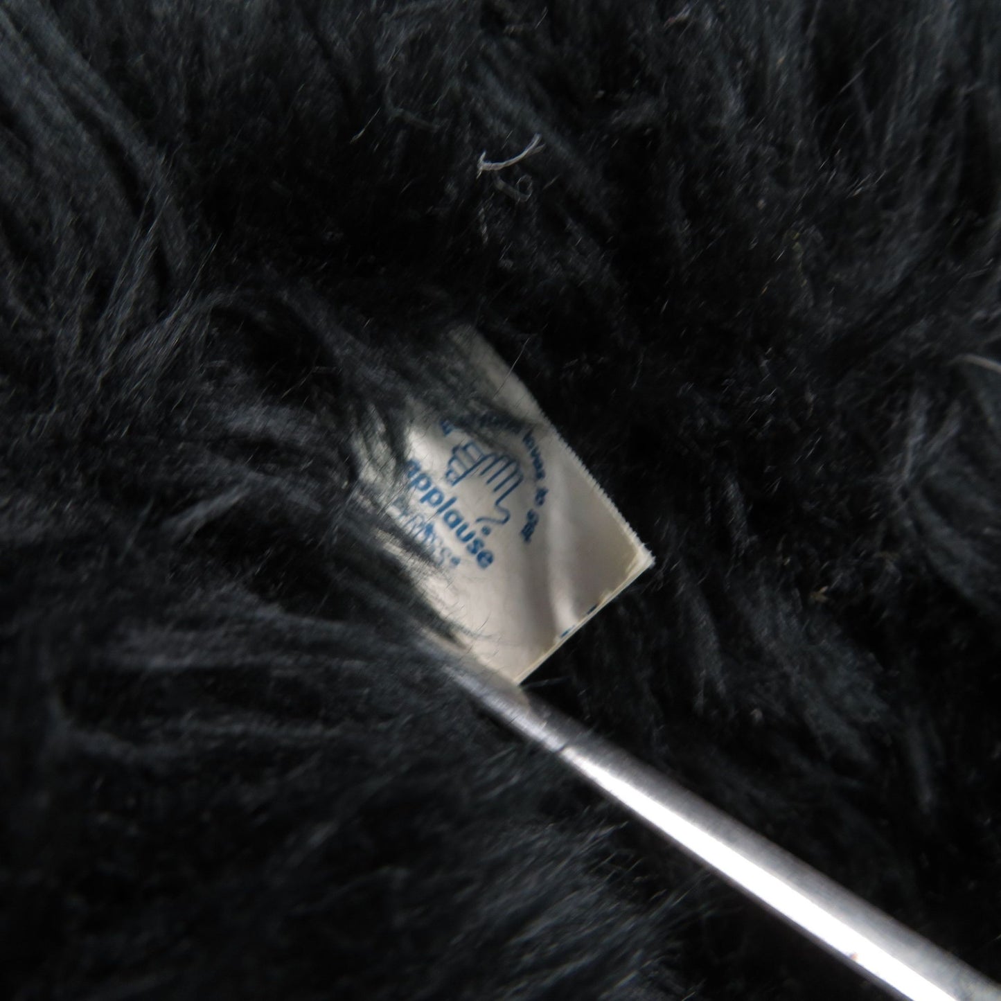 Vintage Gorilla with Heart Plush Black Long Hair Applause Monkey Ape Smile Stuffed Animal Primate Valentine's