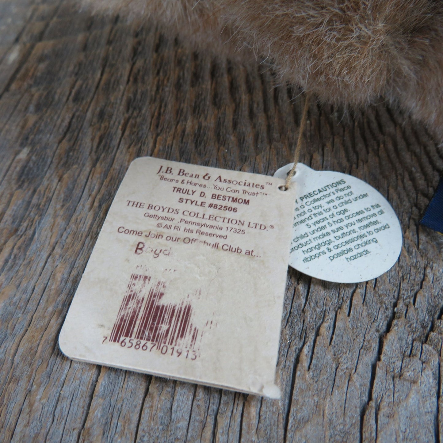 Vintage Teddy Bear Plush Jointed Brown Bow Boyd's Moms Rule Truly D. Bestmom 2000