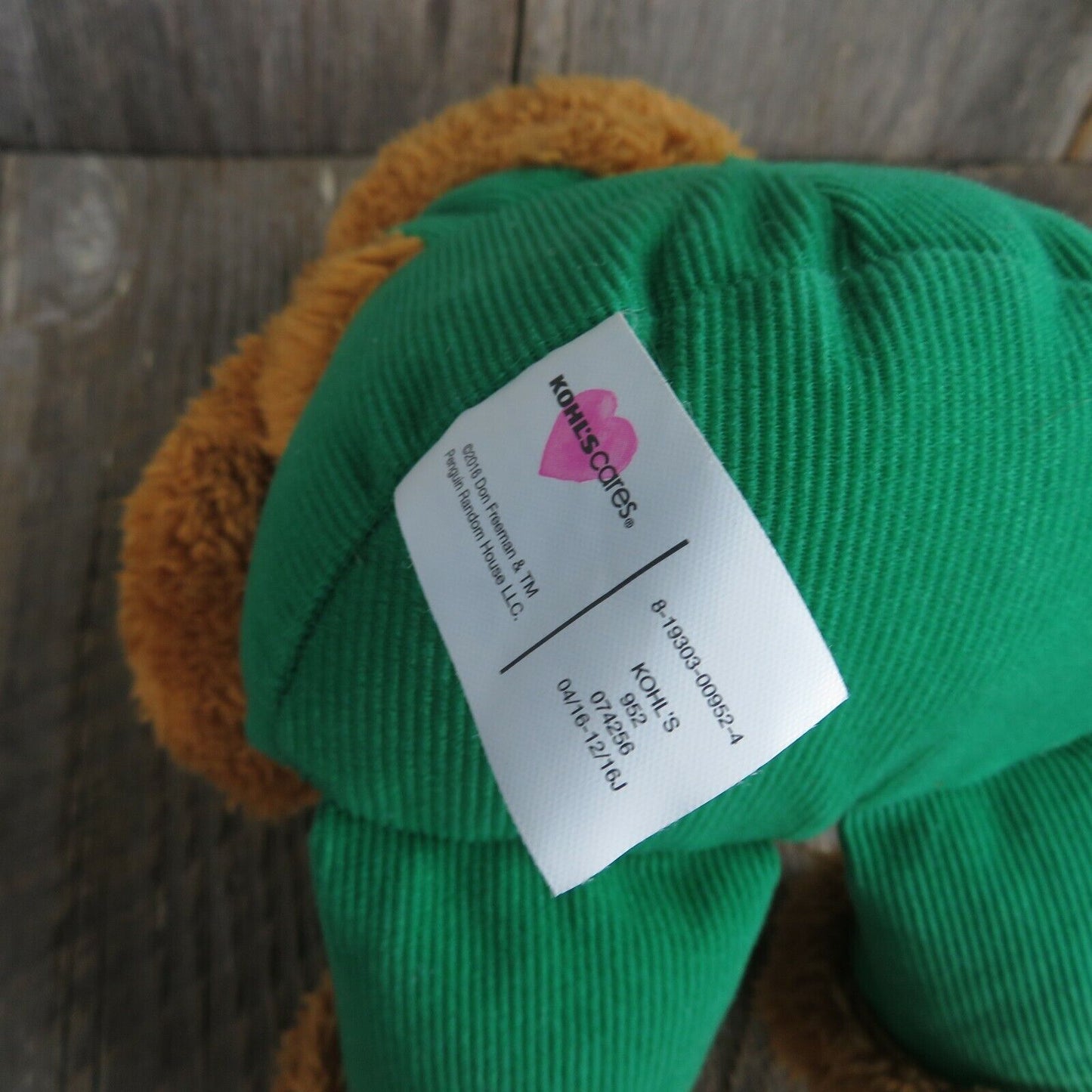 Kohls Cares Corduroy Teddy Bear Green Overalls Plush Stuffed Animal Toy 2016