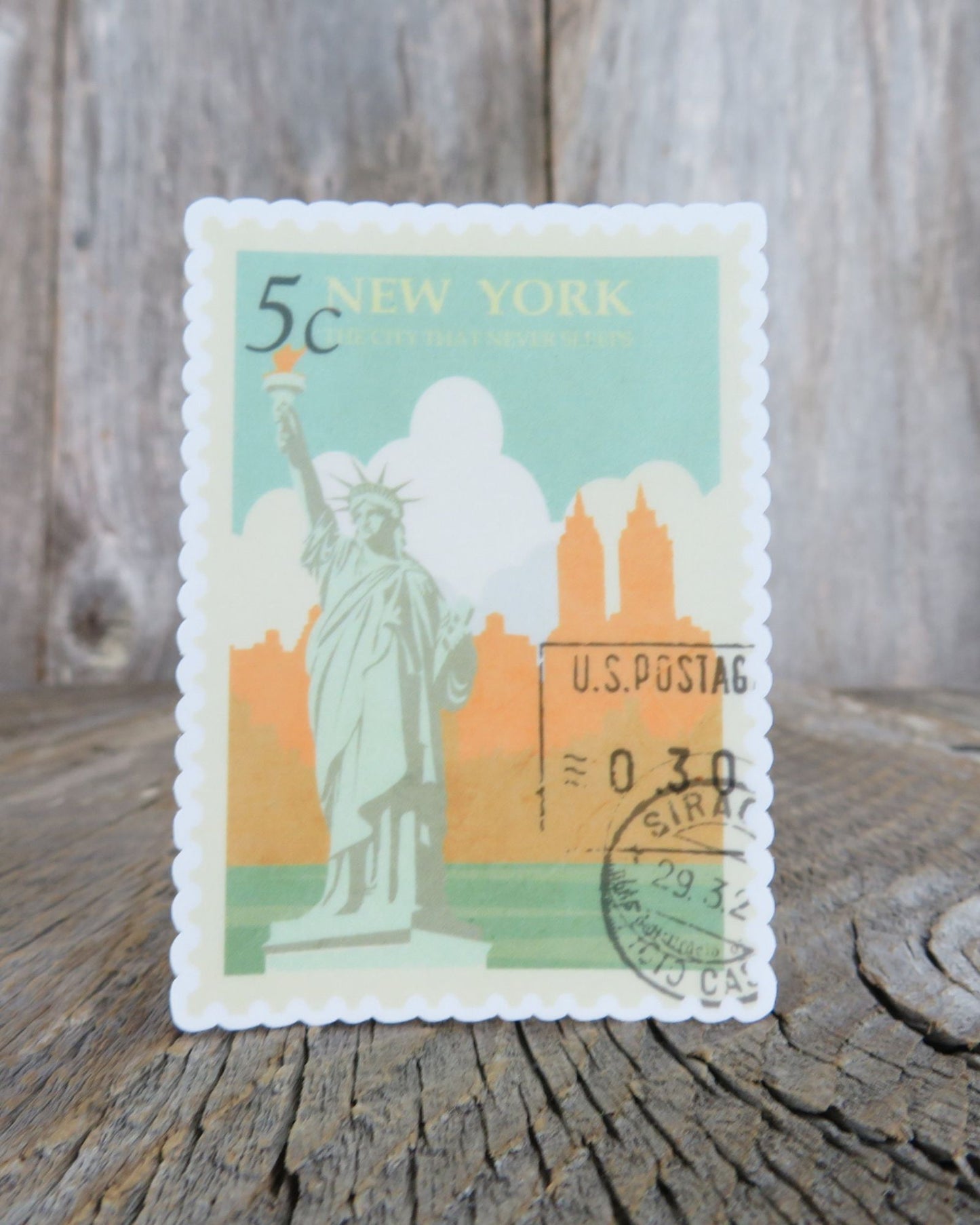 Statue of Liberty Souvenir Sticker New York City Postage Stamp Style Waterproof Travel Souvenir Water Bottle Laptop