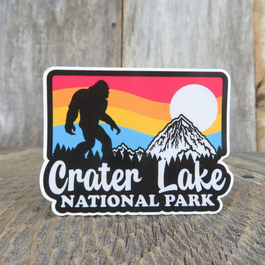 Crater Lake National Park Oregon Sticker Bigfoot Retro Sunset Mountain Souvenir Waterproof