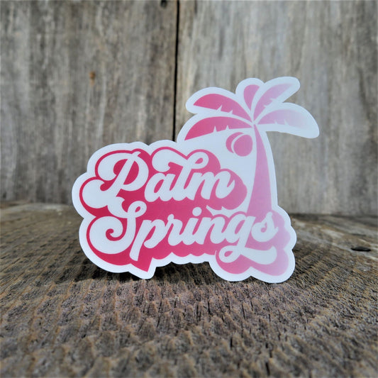 Palm Springs California Sticker Waterproof Pink Retro Bubble Letters With Palm Tree Destination Souvenir Travel Sticker