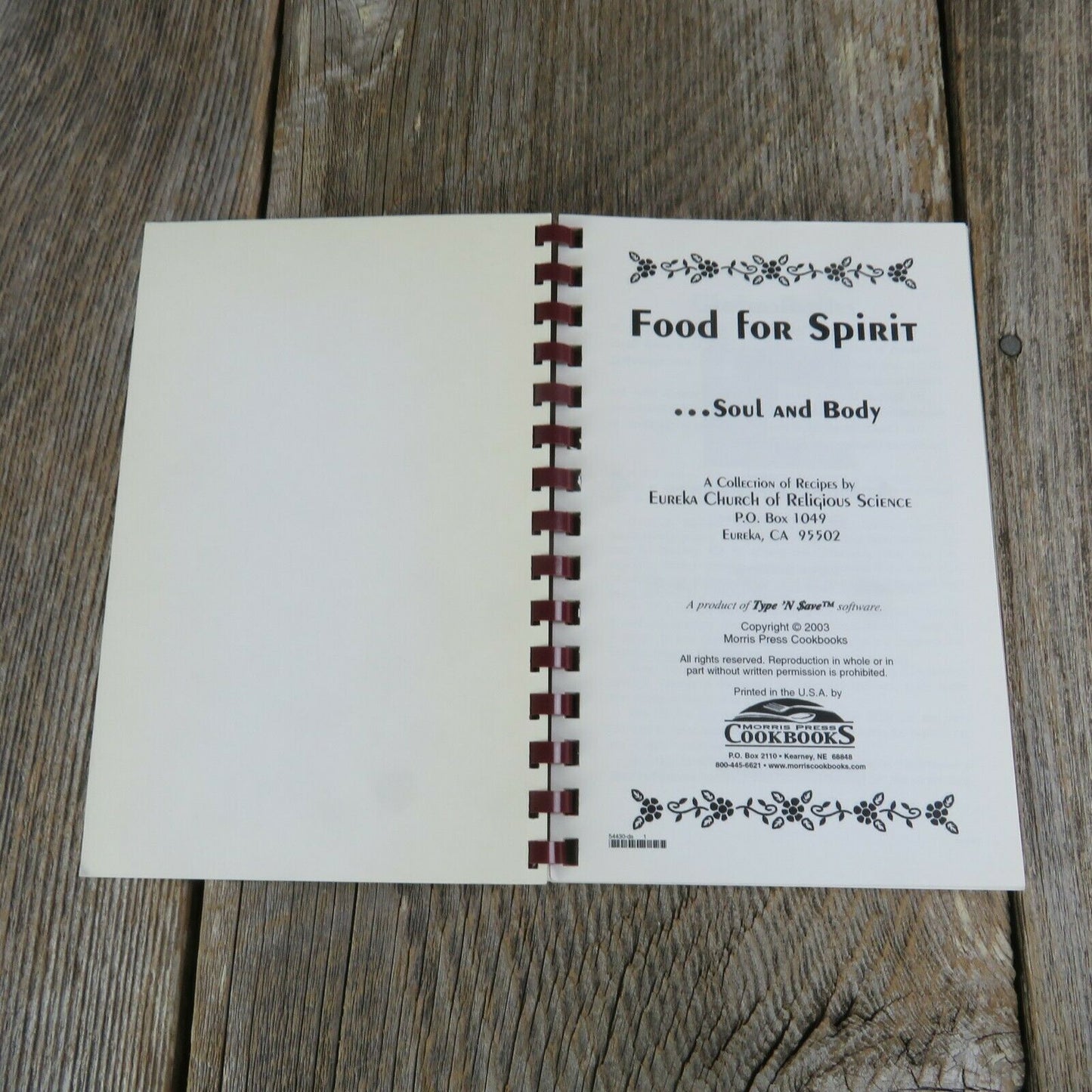 California Cookbook Eureka Church Religious Science Food Spirit Soul Body 2003