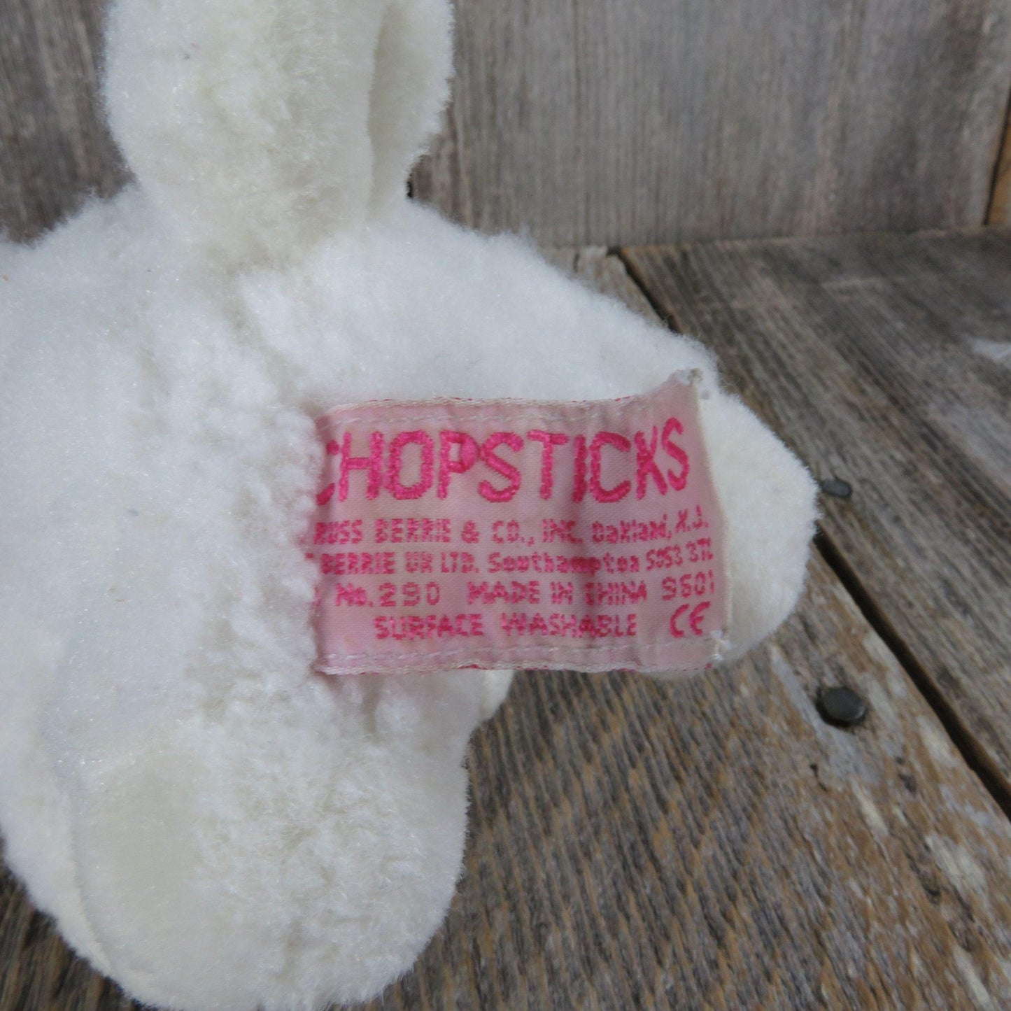 Sheep Plush Lamb Chopsticks Plush Russ Berrie Cream White Purple Bow Pink Ears Easter Stuffed Animal