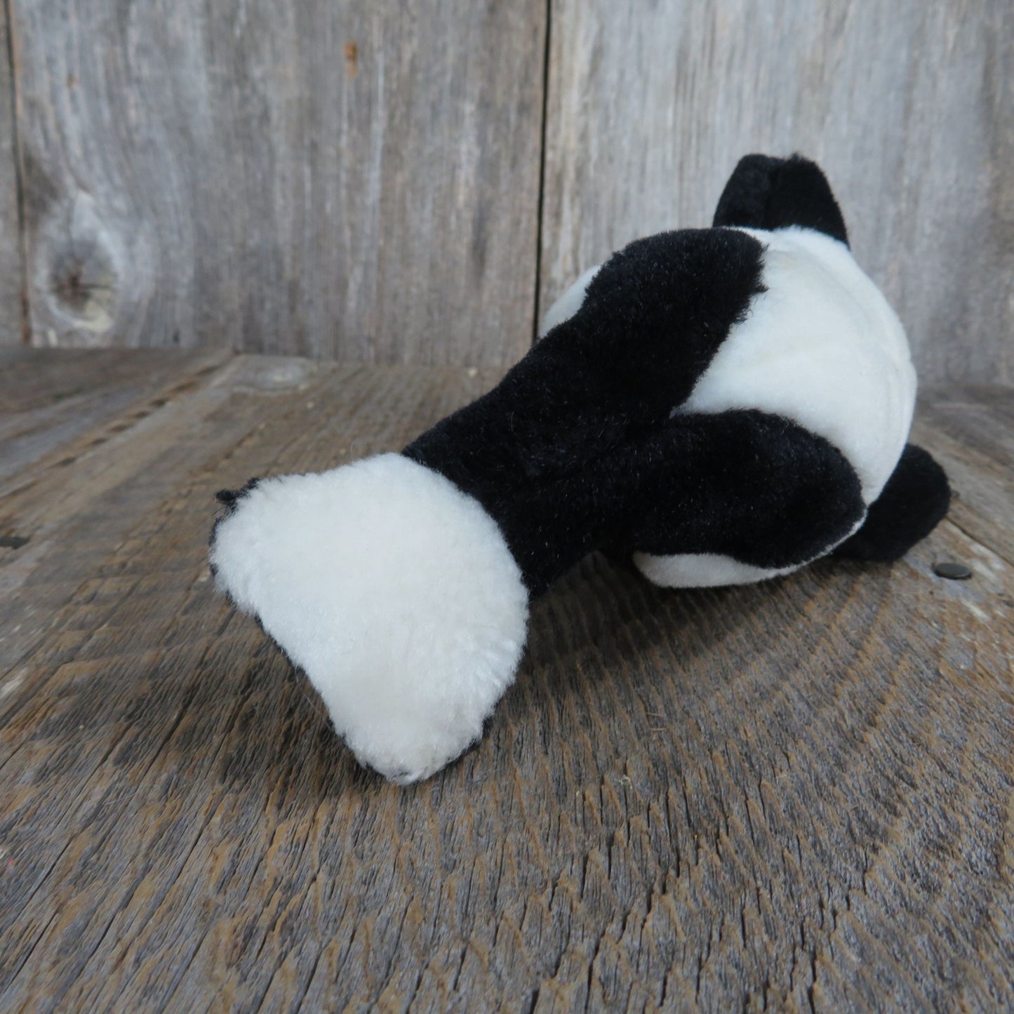 Vintage Whale Orca Plush Killer Whale Stuffed Animal Sea World Black White