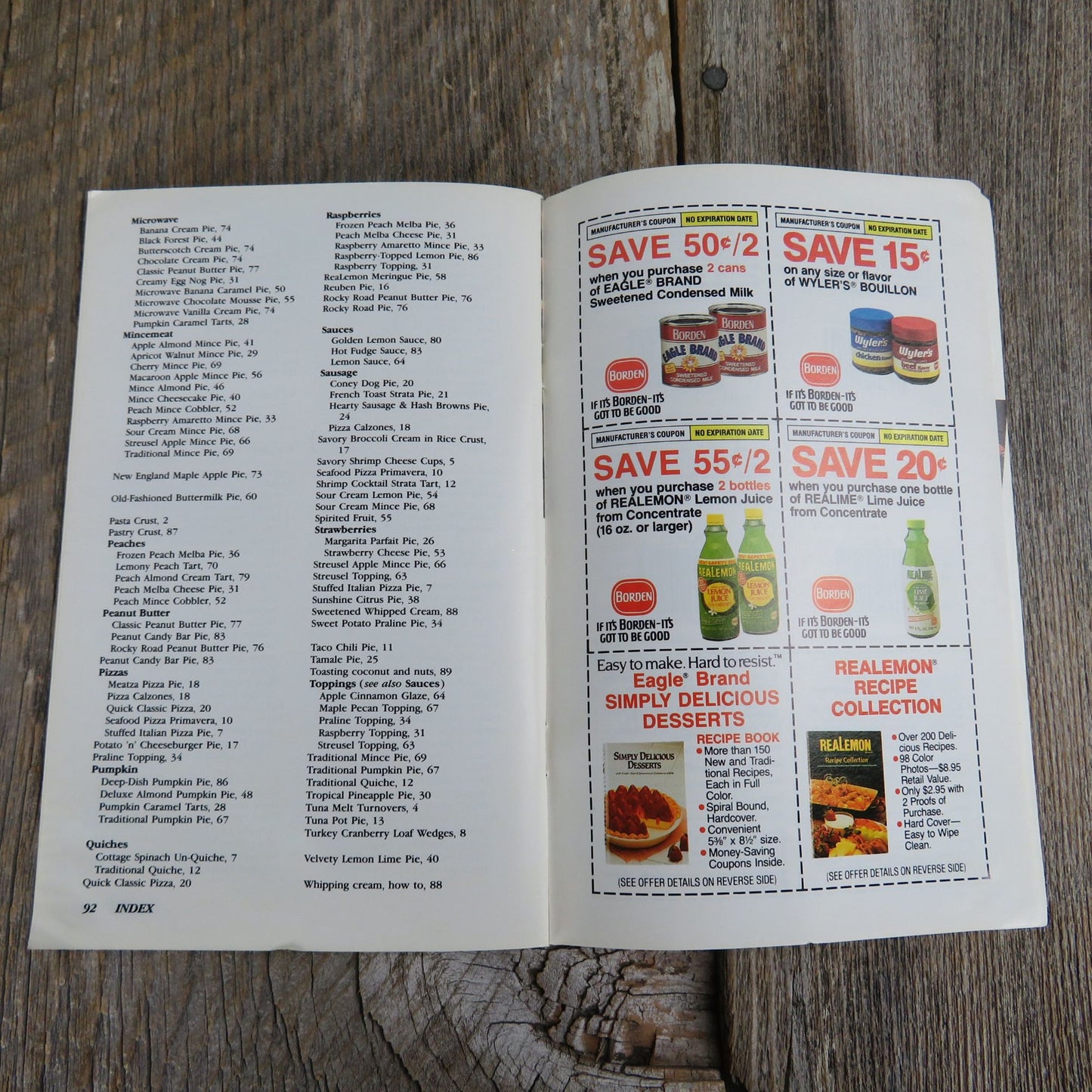 Favorite Brand Name Recipes Borden New Great American Pies Cookbook Pamphlet 1992 Booklet Main Dish Pies Desserts