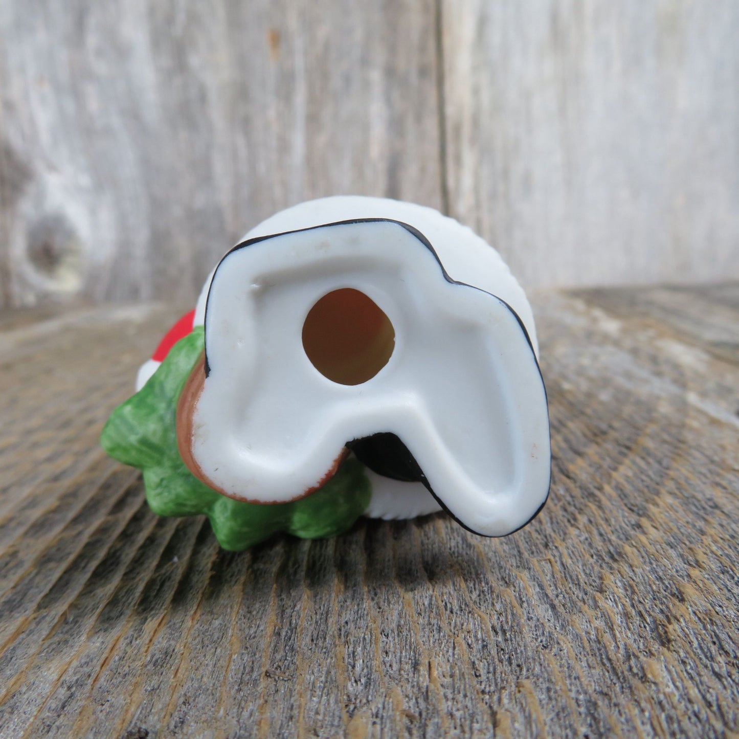 Vintage Santa Claus Figurine Village Christmas Tree Eyes Closed Gold Star Ceramic