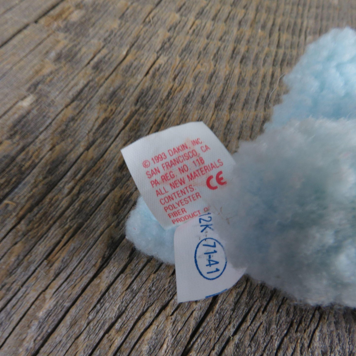 Vintage Blue Sheep Plush Lamb Baby Rattle Sherpa Dakin Easter Stuffed Animal Ruffled Collar 1993