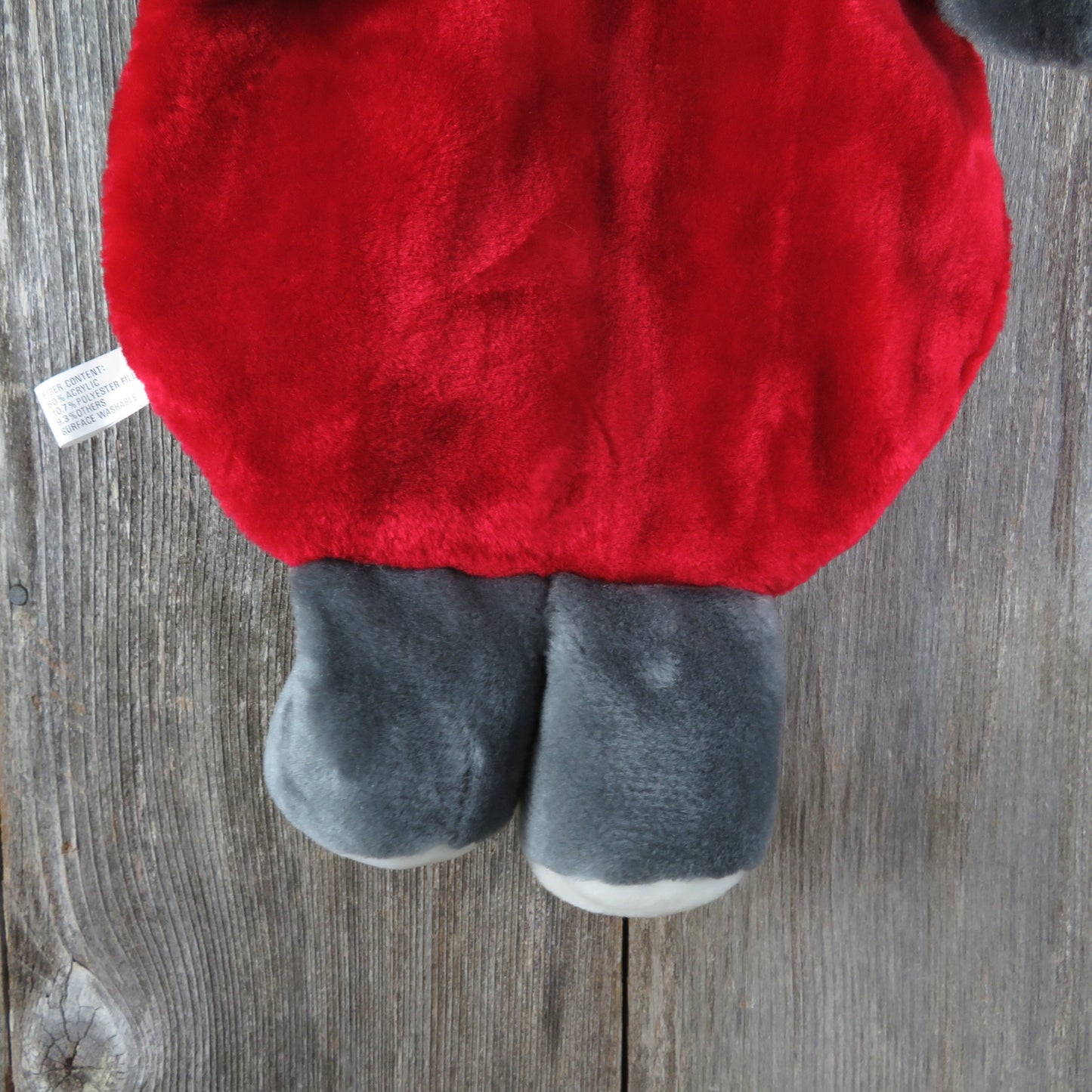 Vintage Cat Stocking Grey Kitty Santa Hat Bib Overalls Velvet Flocked Nose Kitten Plush Stuffed Red Christmas