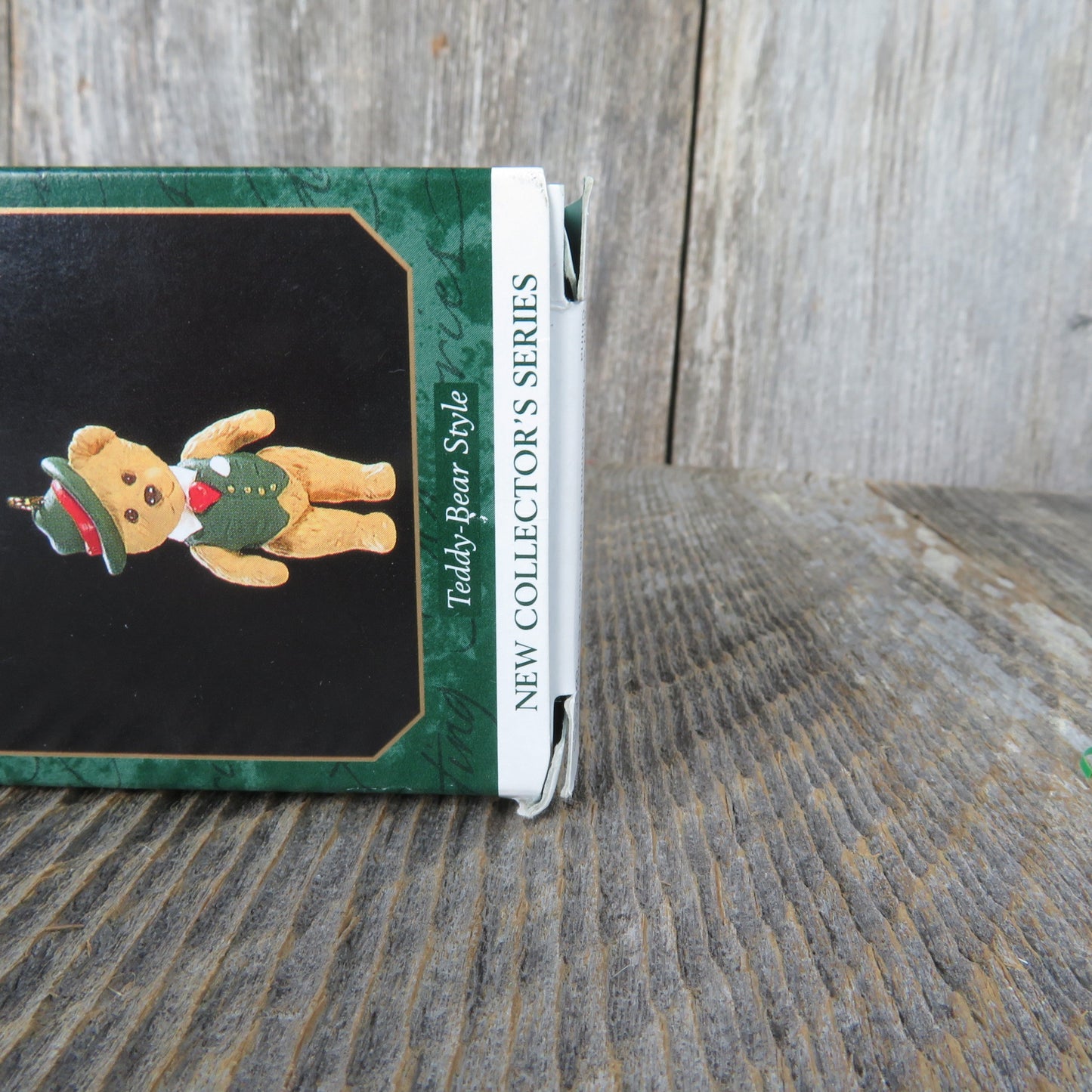 Vintage Bear In Green Vest and Hat Ornament Hallmark Teddy Bear Style 1997 Miniature