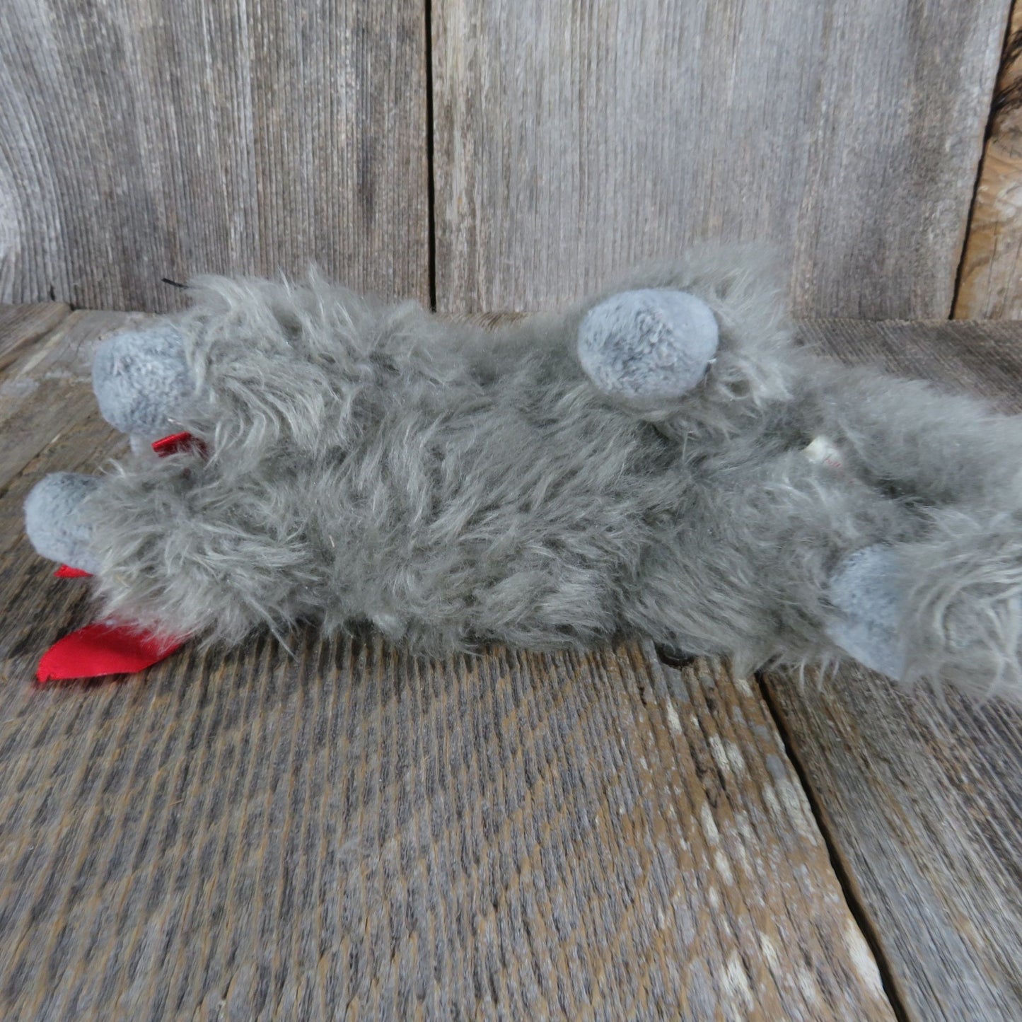 Vintage Cat Kitten Plush Beanie Baby Gray Red Bow Beani Bean Bag Stuffed Animal 2001