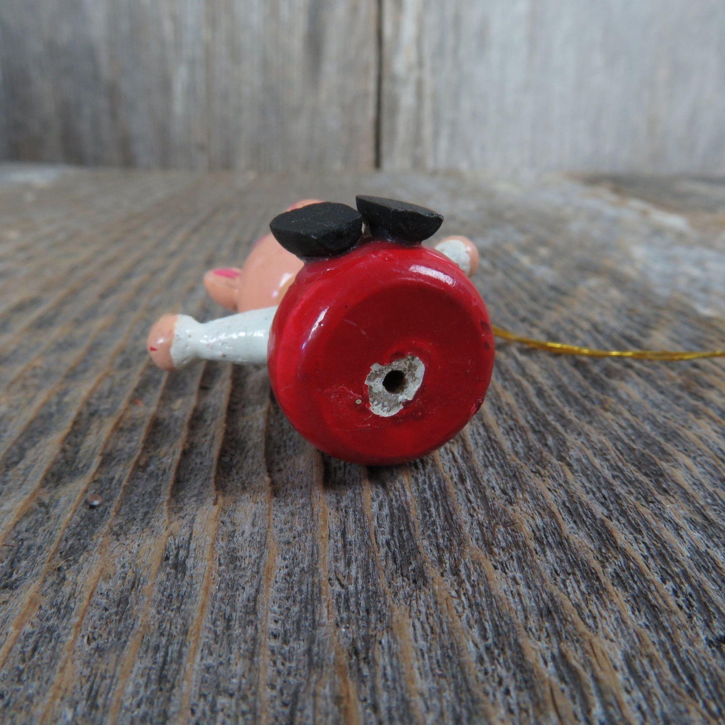 Vintage Teddy Bear Wooden Ornament Suspenders Bow Tie Wood Red Green White Christmas Wood Pig