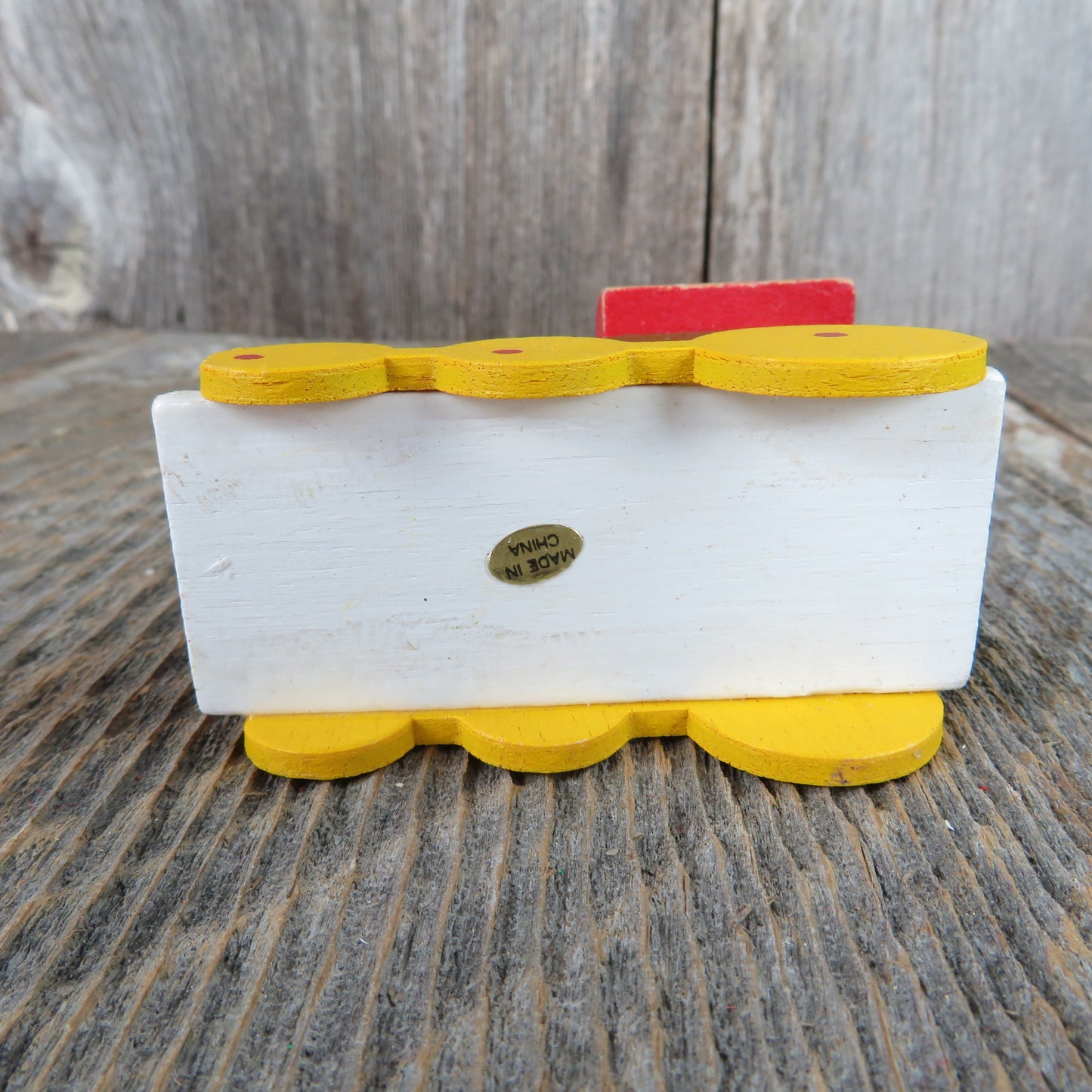 Vintage Train Wood Ornament Red Yellow Green Engine Wooden Choo Choo Christmas