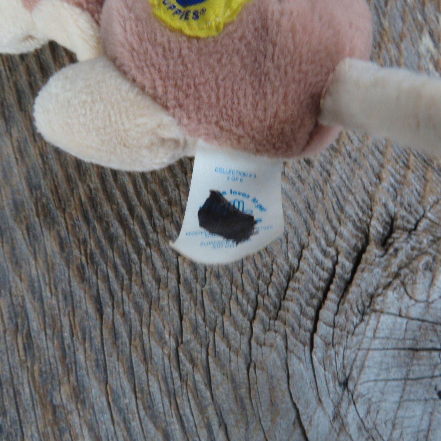 Vintage Brown Hush Puppy Beanie Plush Beige Dog Sad Eyes Bean Bag Shoes Applause Stuffed Animal