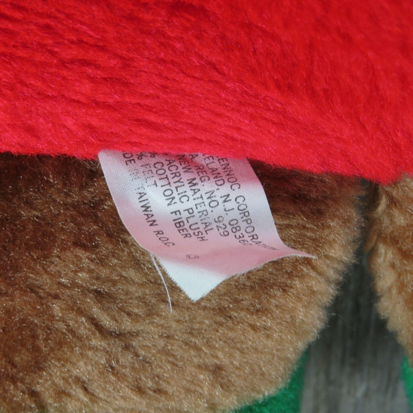 Vintage Brown Teddy Bear Christmas Stocking Plush Rennoc Bib Overalls Stuffed Holiday 1985
