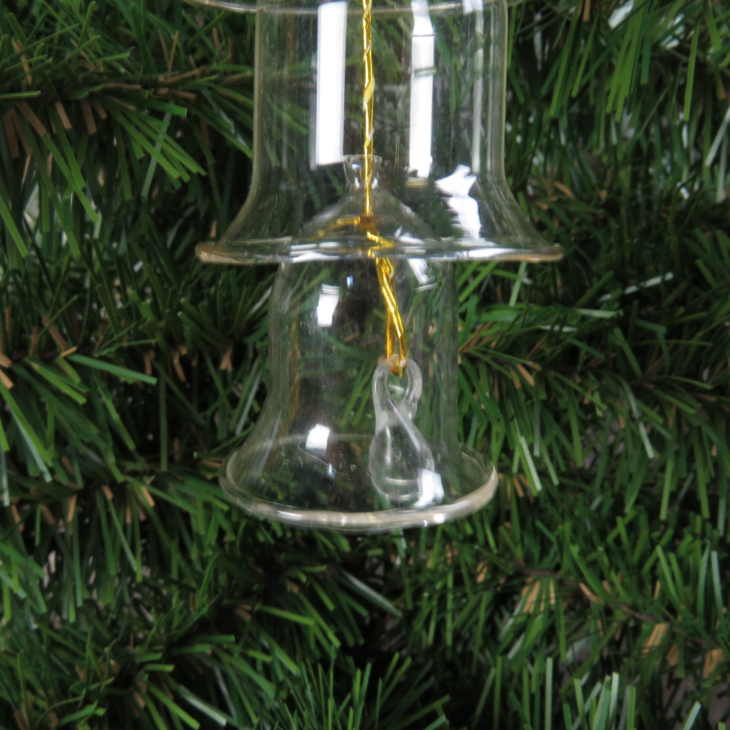 Vintage Glass Bell Ornament Graduated 3 Tiered Gold Christmas Tier Stacked Bell Made in