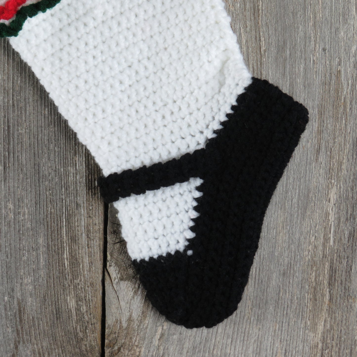 Mary Jane Christmas Stocking Girl Dress Shoe Stocking Black Mary Janes Handmade Crochet Stocking - At Grandma's Table