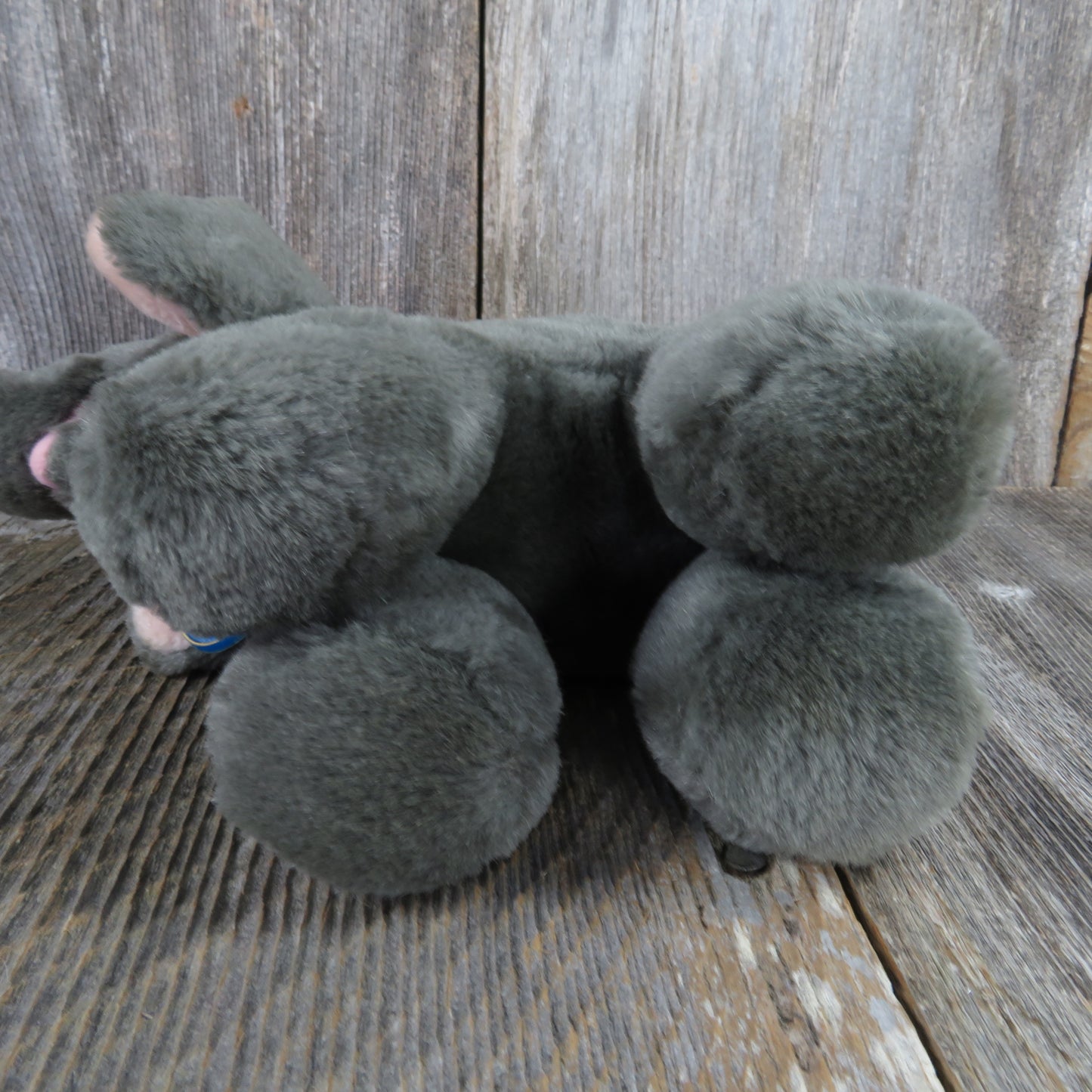 Vintage Elephant Plush Dakin Grey Pink Stuffed Gray Tags 1985 9 Inches - At Grandma's Table