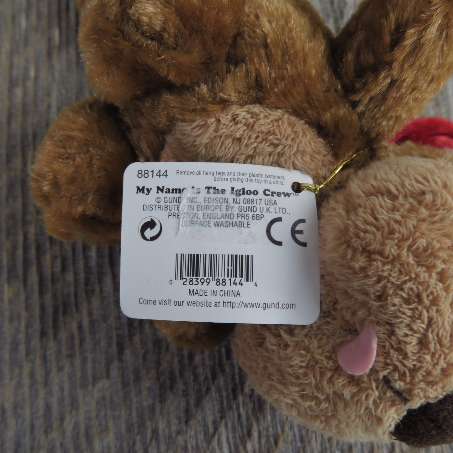 Moose Plush Gund Igloo Crew Christmas Brown Antlers Red Mini Stuffed Animal Doll Toy Holiday Santa Hat - At Grandma's Table