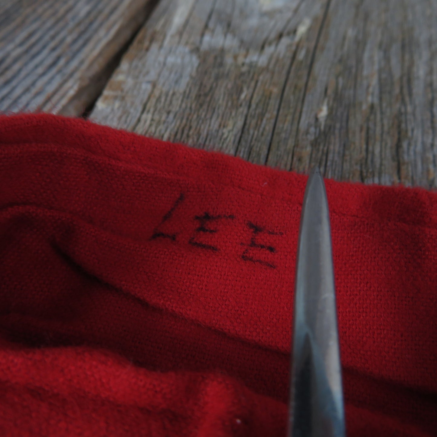 Wool Noel Santa Stocking Embroidered Christmas Making His List Woven Red Holiday Decor - At Grandma's Table