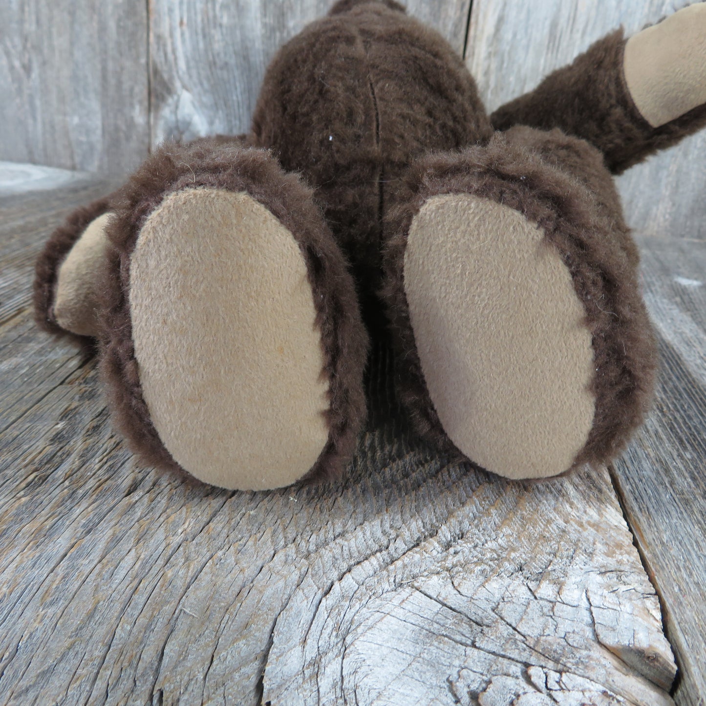 Vintage Handmade Teddy Bear Plush Red Heart Dark Brown Jointed Glass Eyes Stitched Nose Stuffed Animal - At Grandma's Table