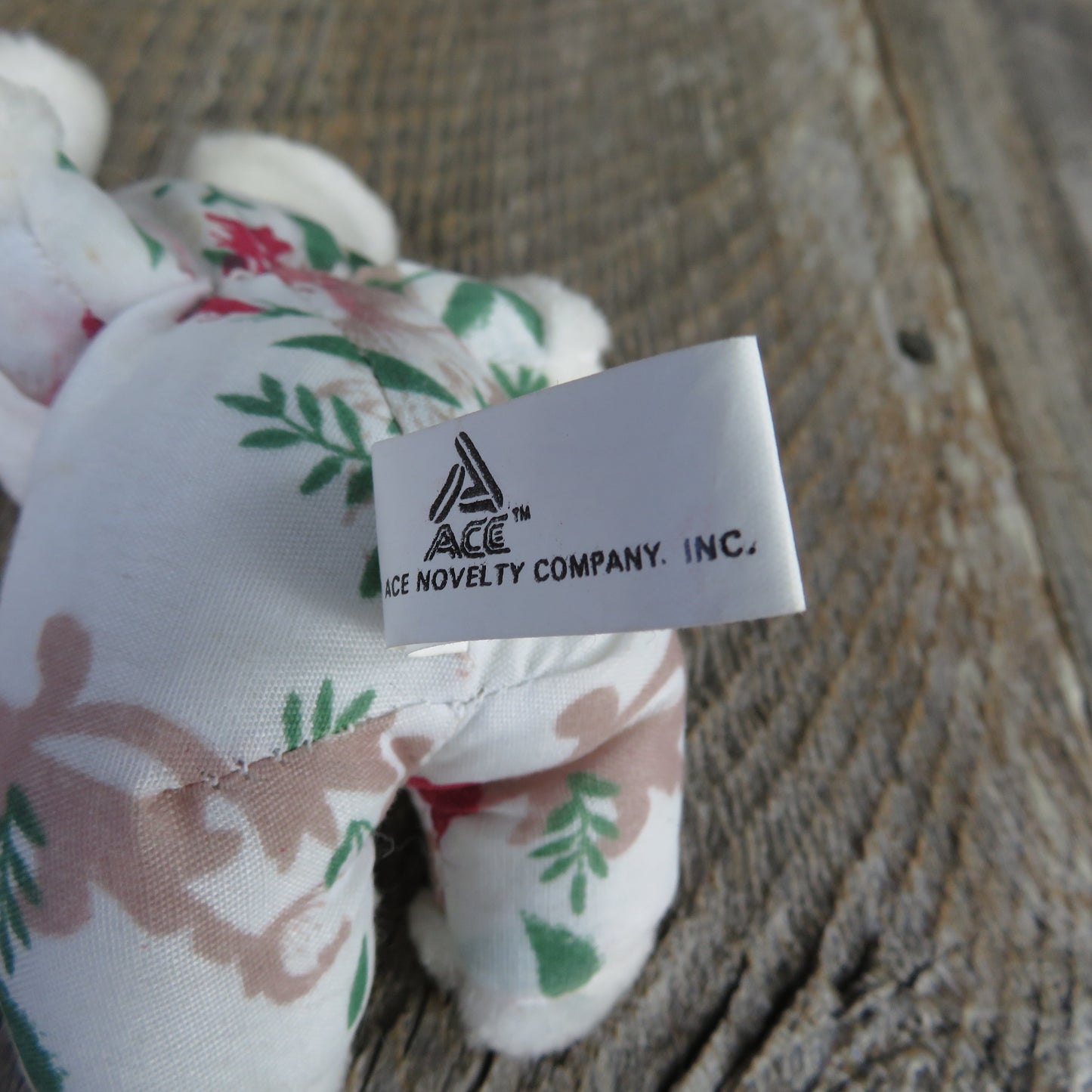 Mouse Plush White Mice Stuffed Animal Flowers Floral Print Body Bunny Rabbit Pink - At Grandma's Table