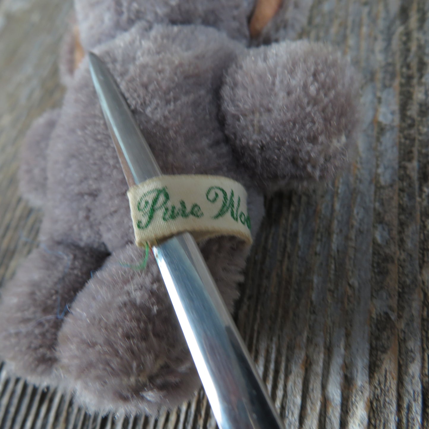 Vintage Elephant Plush Pure Wool Standing Grey Glass Eyes Stuffed Animal Hard Stuffed Mini Gray - At Grandma's Table