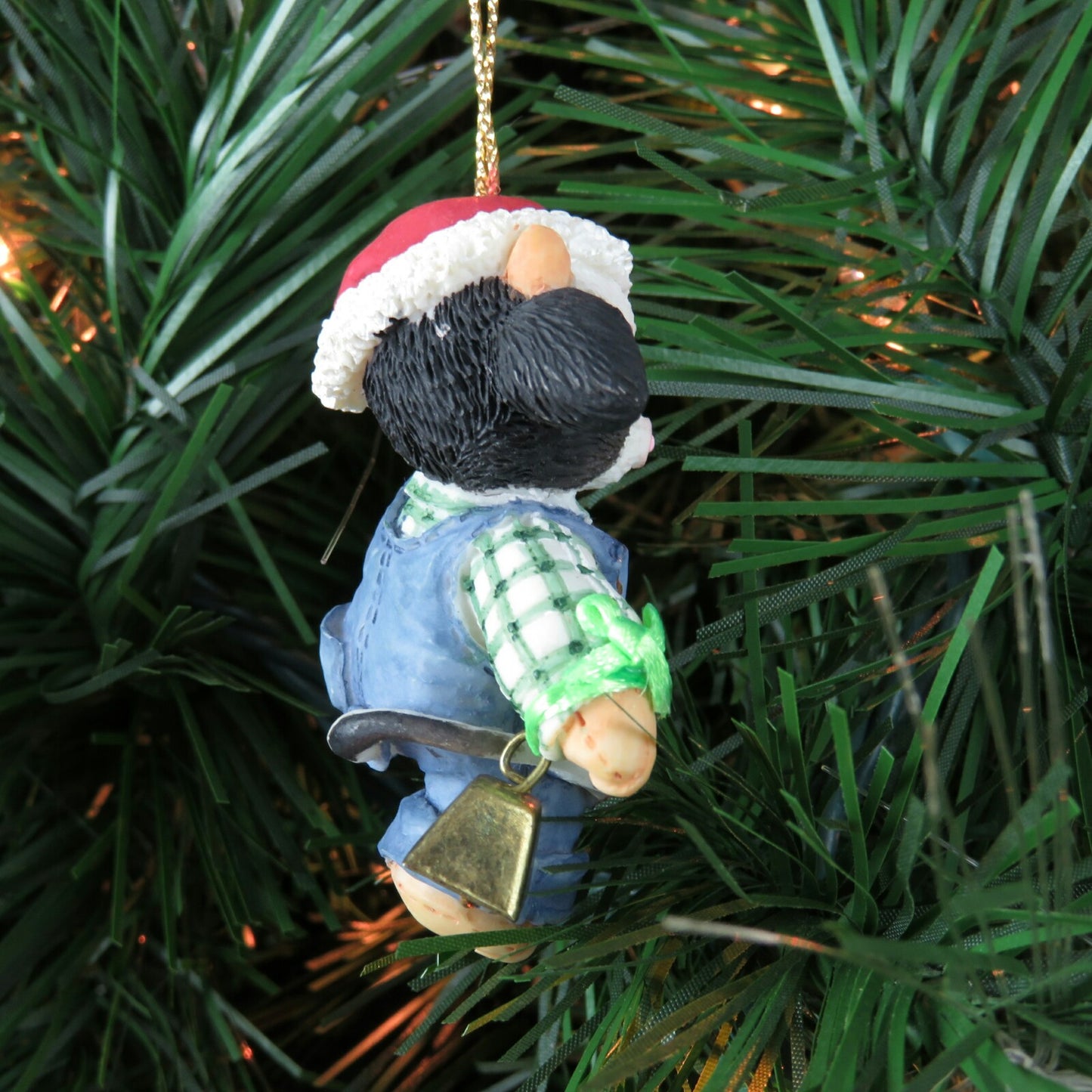Vintage Cow Bull Santa Claus Ornament Boy Enesco Mary Moos Holstein Christmas Steer - At Grandma's Table