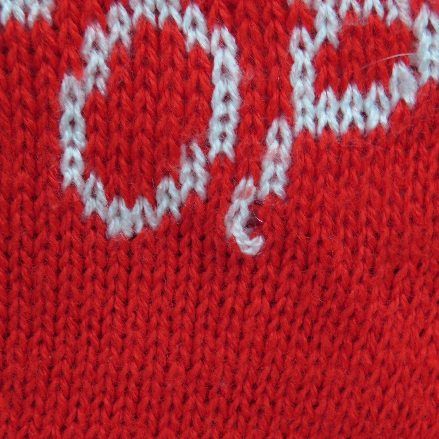 Vintage Knit Christmas Stocking Fill Me Up To The Top Please Red White Green - At Grandma's Table