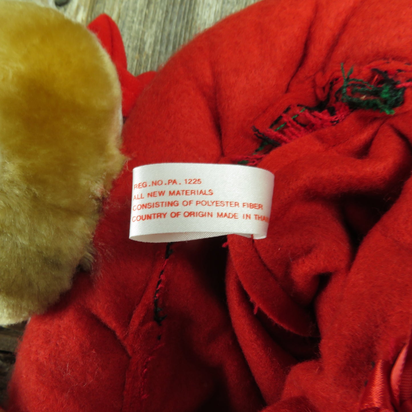 Vintage Teddy Bear Plaid Plush Christmas Stocking Red Green Candy Cane - At Grandma's Table