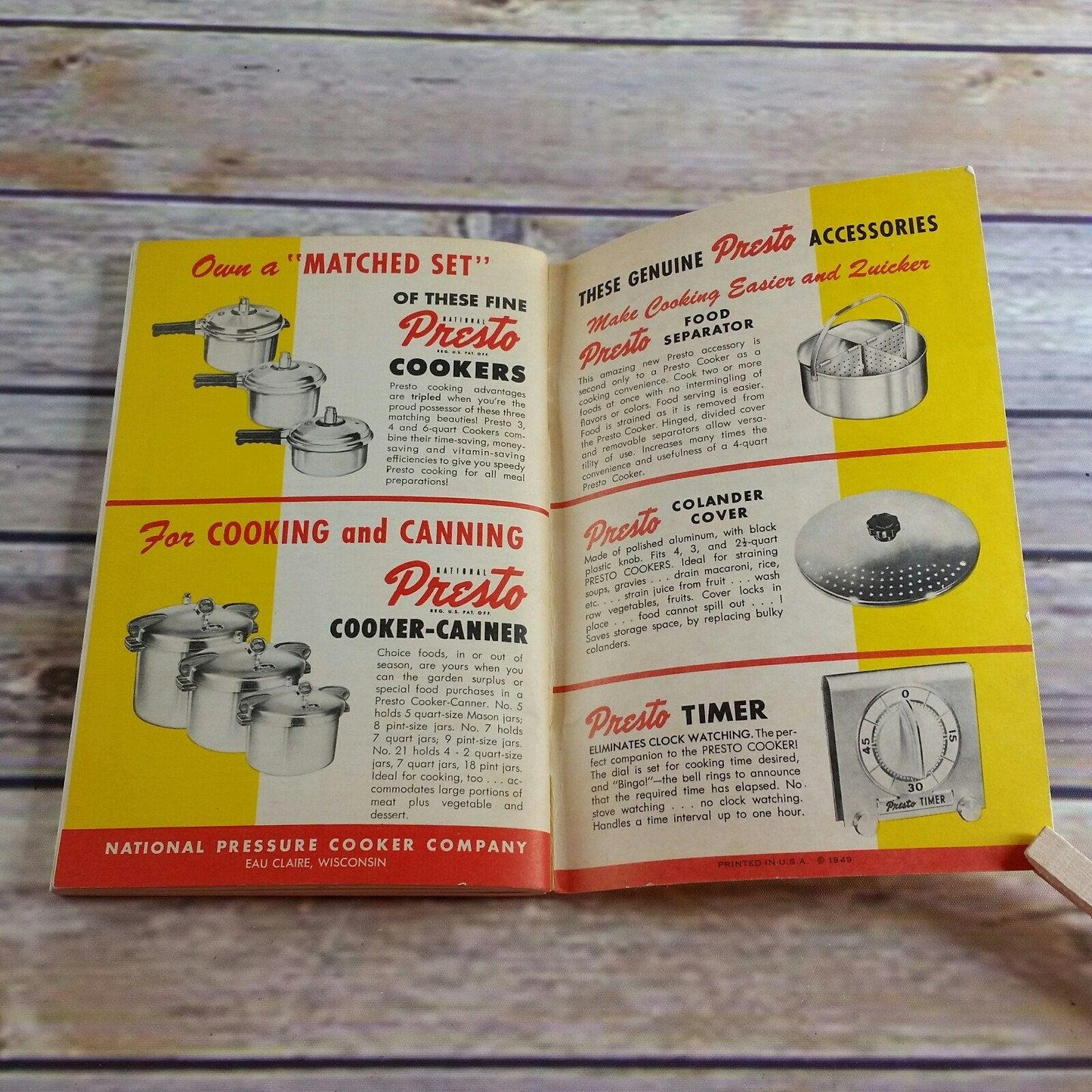 Vintage Cookbook National Presto Cooker Recipes Book Instructions Time Tables 1949 Canning Book Booklet