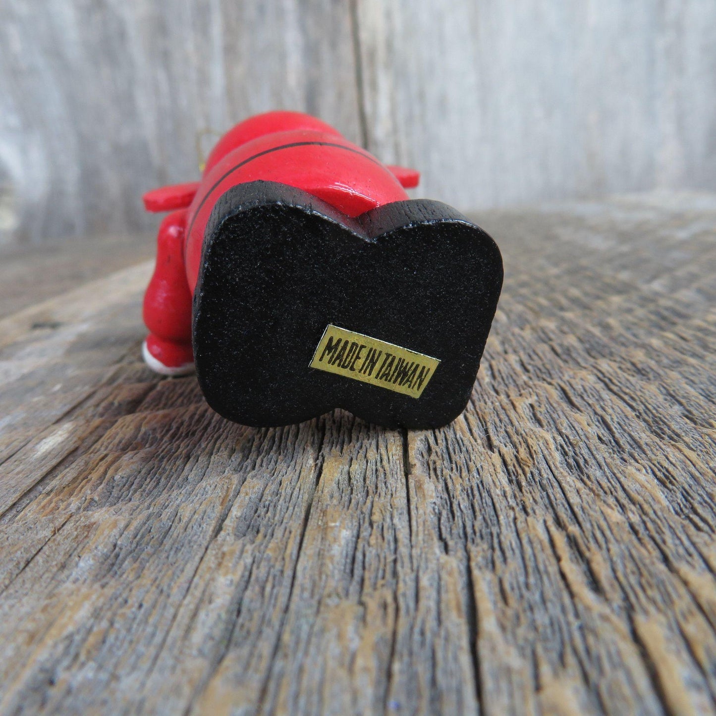 Vintage Wood Monkey Clown Ornament Mouse Wooden Christmas Hat Big Ears Tree Red