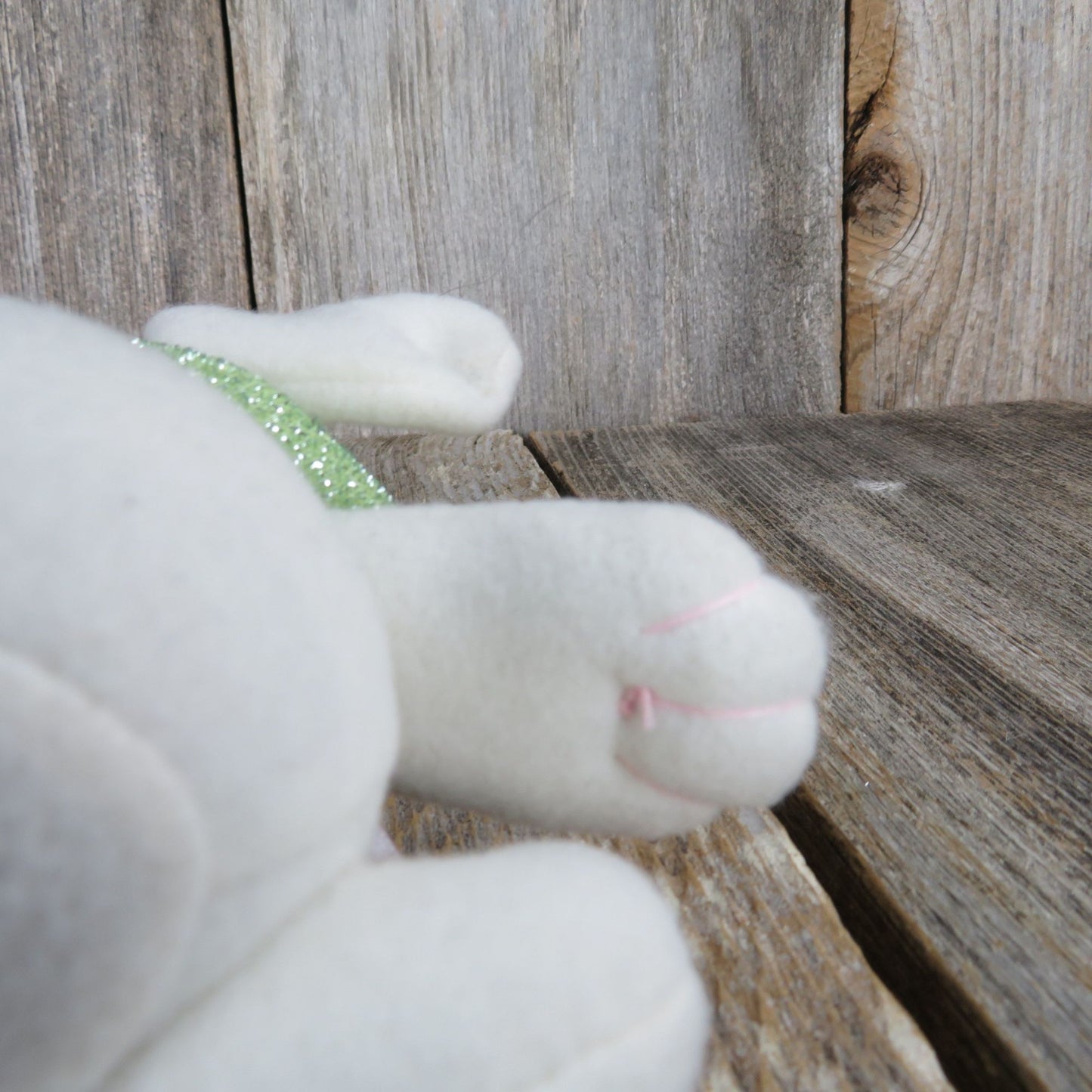 Bunny Plush Easter Decoration Rabbit Prime Line Inc White Green Weighted