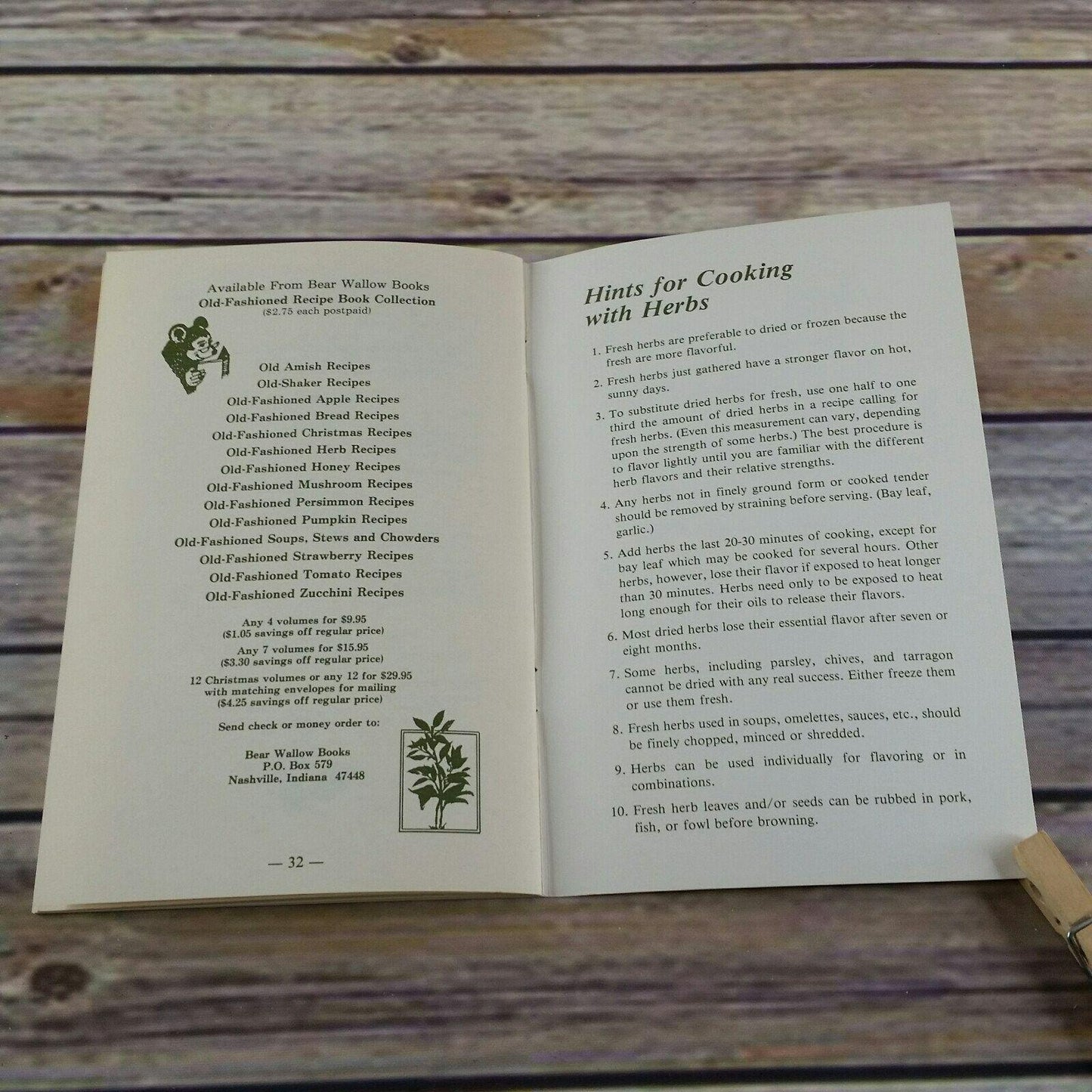 Vintage Cookbook Old Fashioned Herb Recipes Bear Wallow Books 1982 Booklet Vegetables Cheese Egg Dishes Meat Seafood Poultry