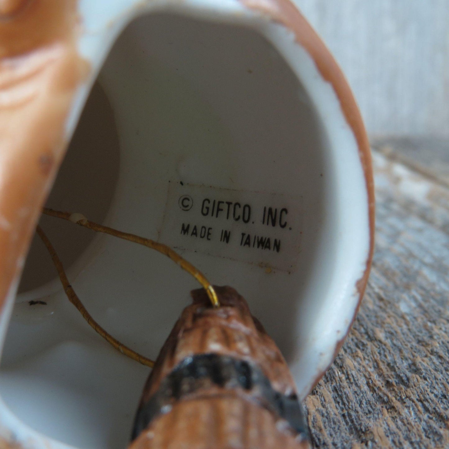 Vintage Raccoon Bell Ornament Christmas Giftco Ceramic Porcelain Taiwan Flower Bow