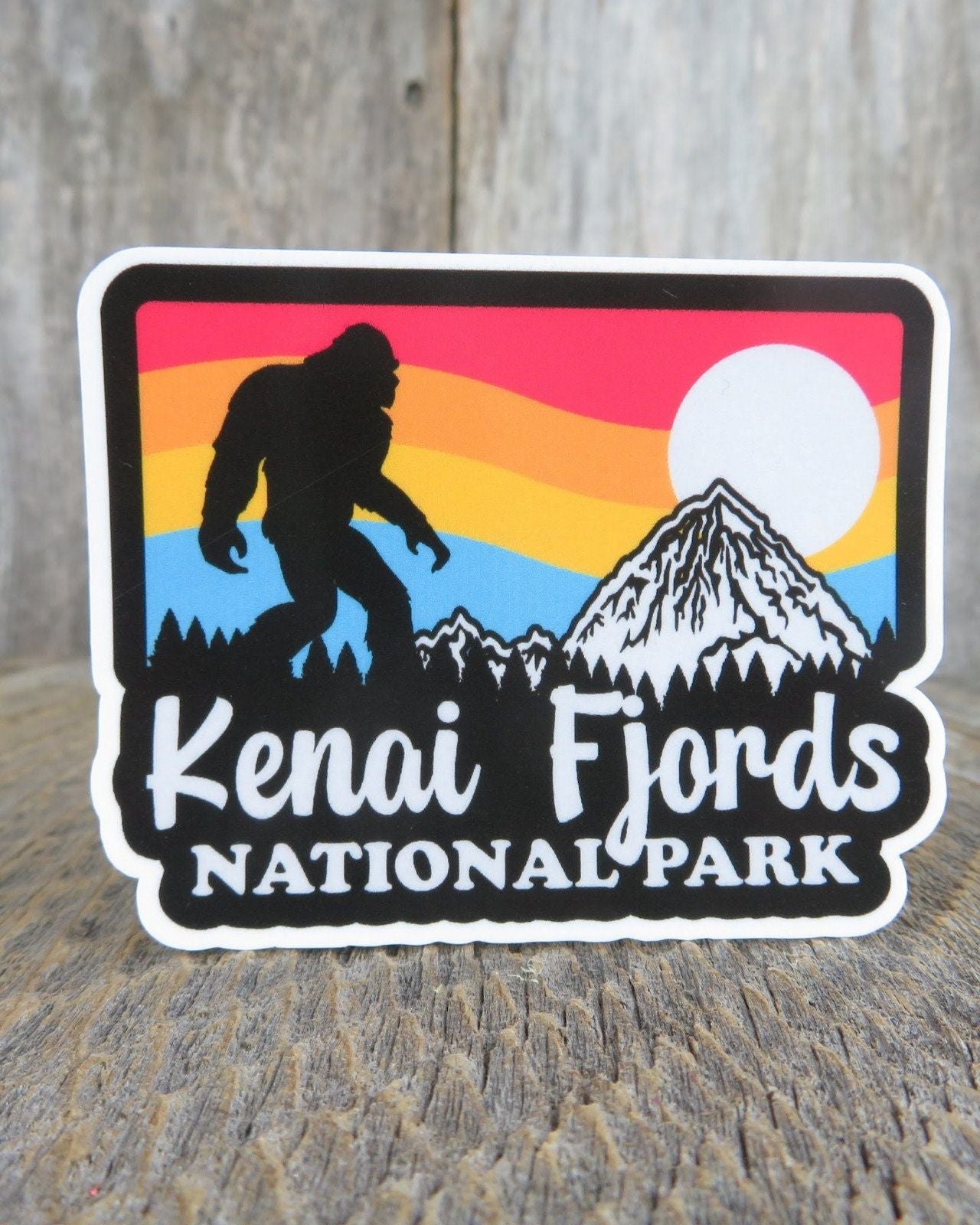 Kenai Fjords National Park Alaska Sticker Bigfoot Retro Sunset Mountain Souvenir Waterproof