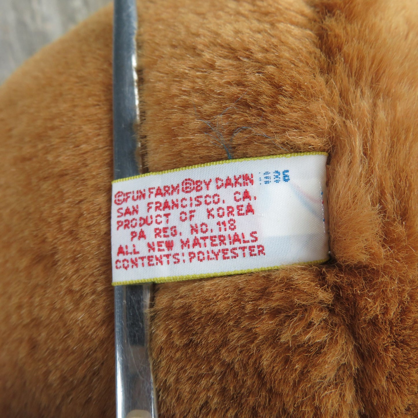 Vintage Dakin Fun Farm Honey Jo Teddy Bear with Red Bow Tie 1986 20 inch Toy Bear Made in Korea