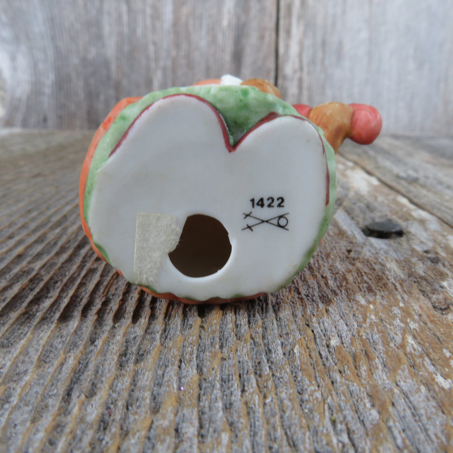 Vintage Bear with Violin Figurine Homco Fiddle Music Fall Autumn Orange Green Dress Girl 1422