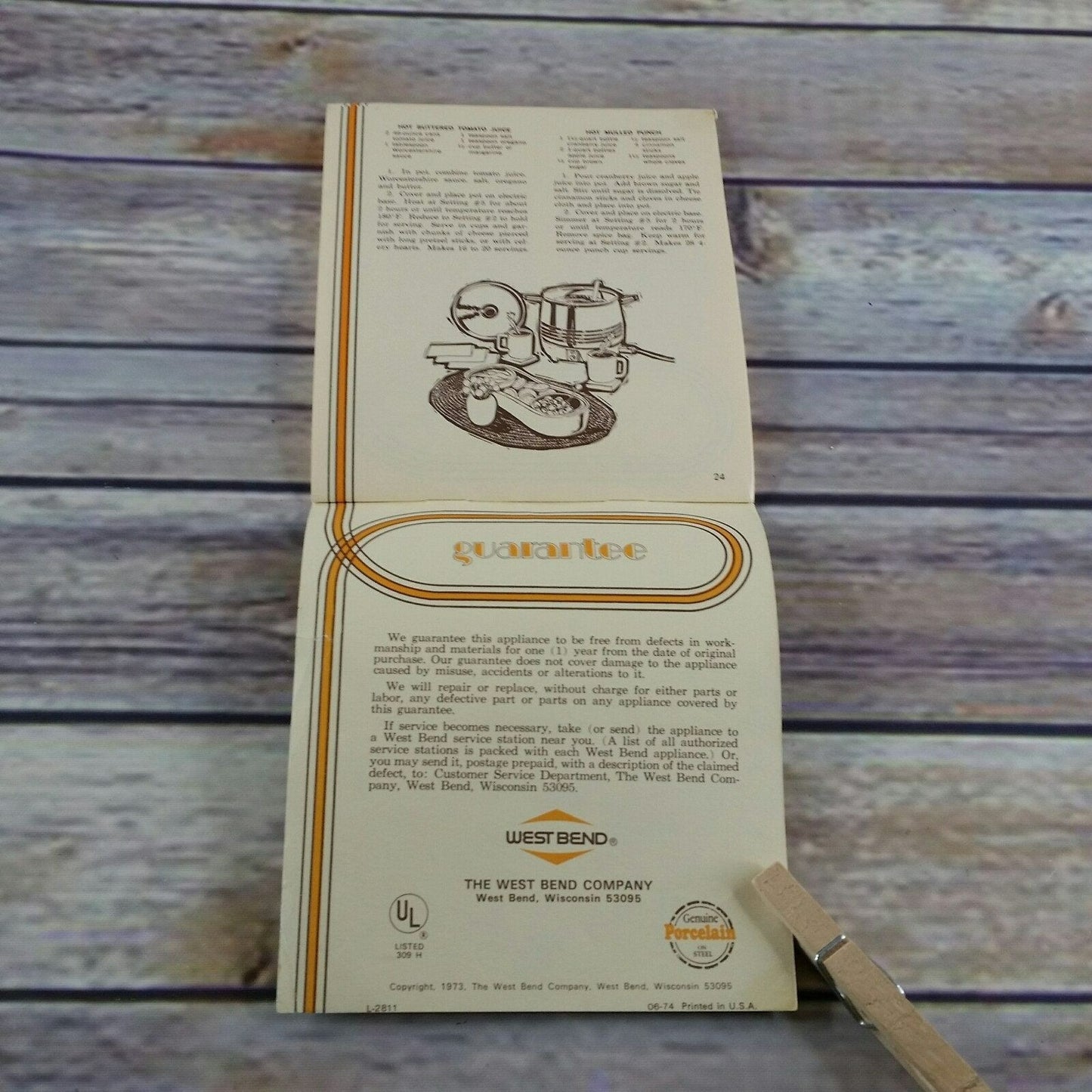 Vintage West Bend Slow Cooker Crock Pot Cookbook Owner’s Manual Lazy Day Slo Cooker Recipes Potpourri of Flavors Paperback Booklet 1973