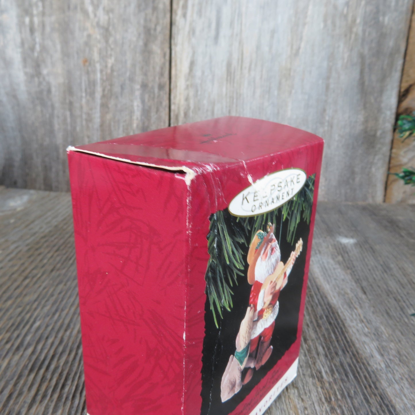 Vintage Santa with Guitar and Dog Singing Hallmark Ornament Howling Good Time 1993