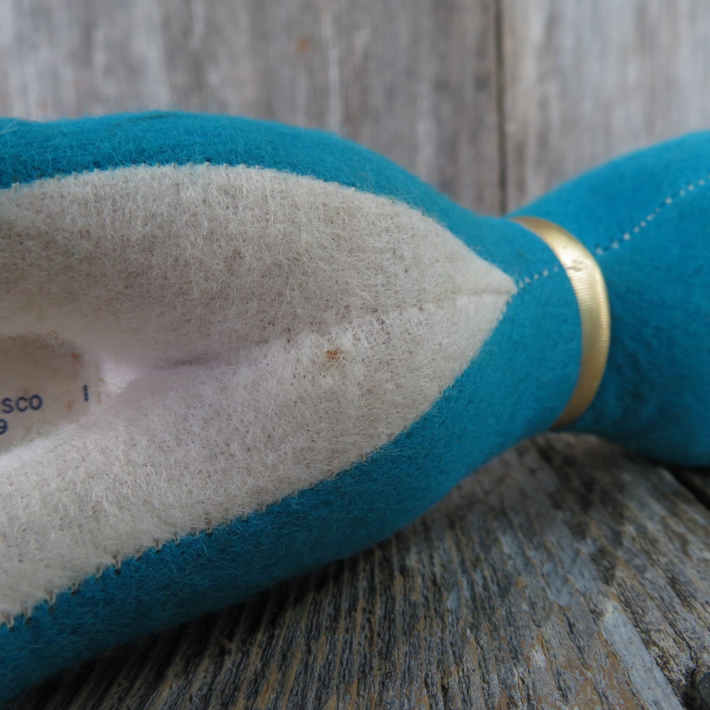 Vintage Blue Dog Plush Fomil and Sons Felt White Puppy Stuffed Animal Japan Excelsior Filling