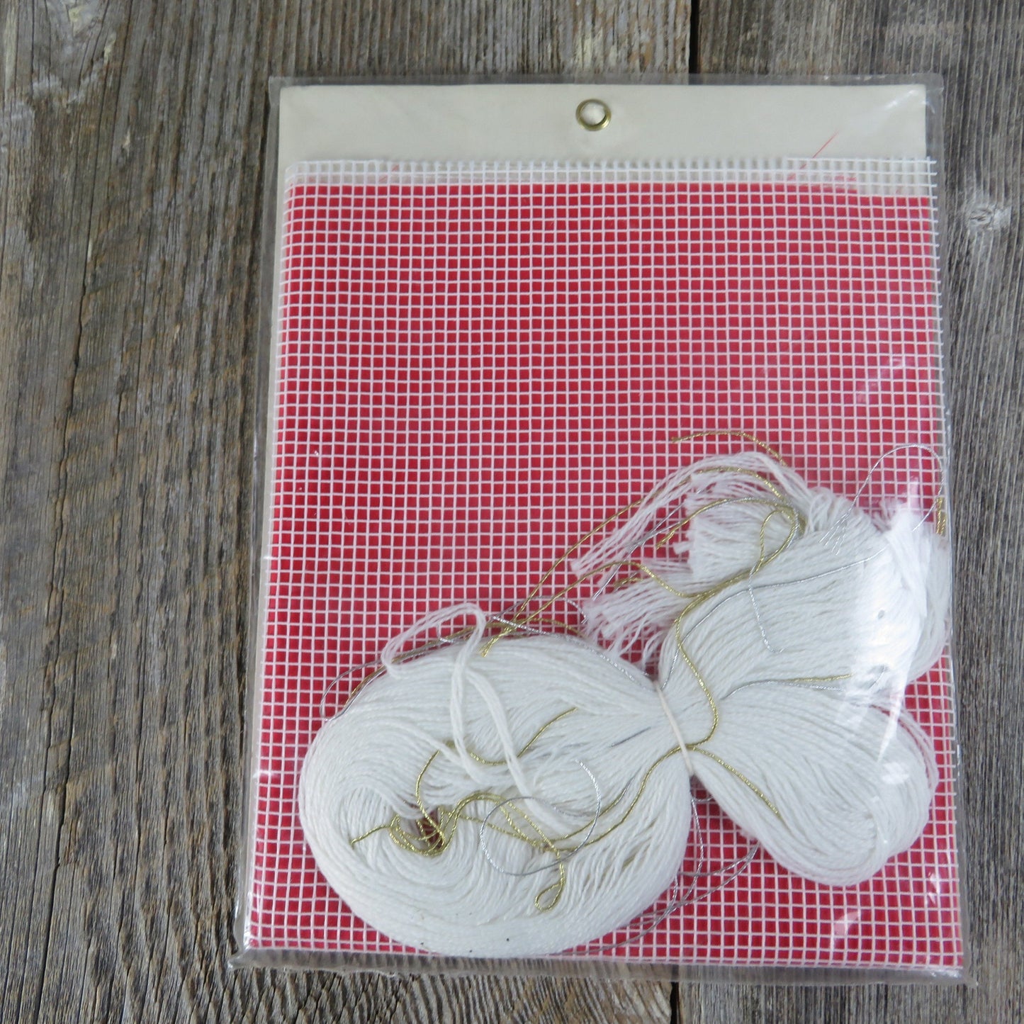 Vintage Christmas Stocking Lace Net Darning Kit Joy Vogart Crafts 2945 Filet Lace Embroidery Craft Kit White Red