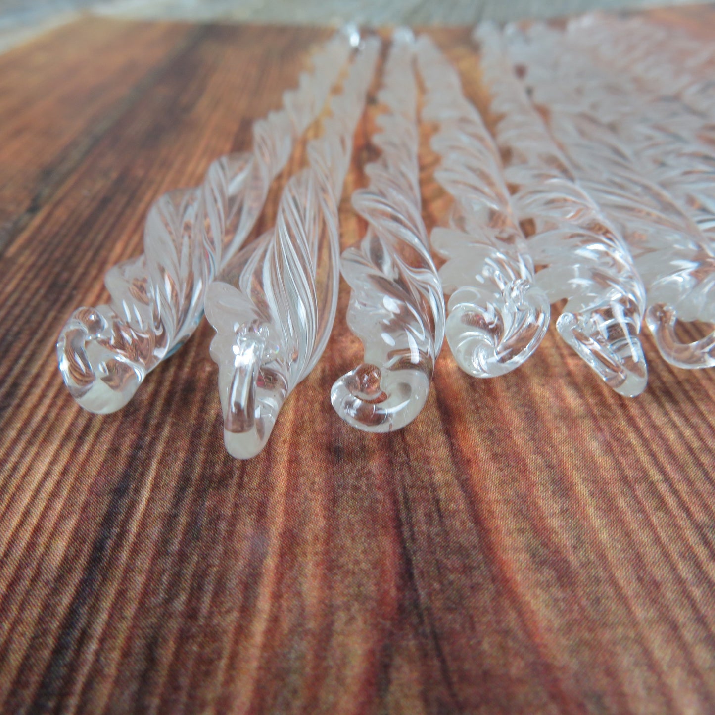 Vintage Glass Icicle Ornaments Spun Twisted 12 Pieces Iridescent 5 inch Kurt Adler Ice Snow Vtg Christmas Decoration