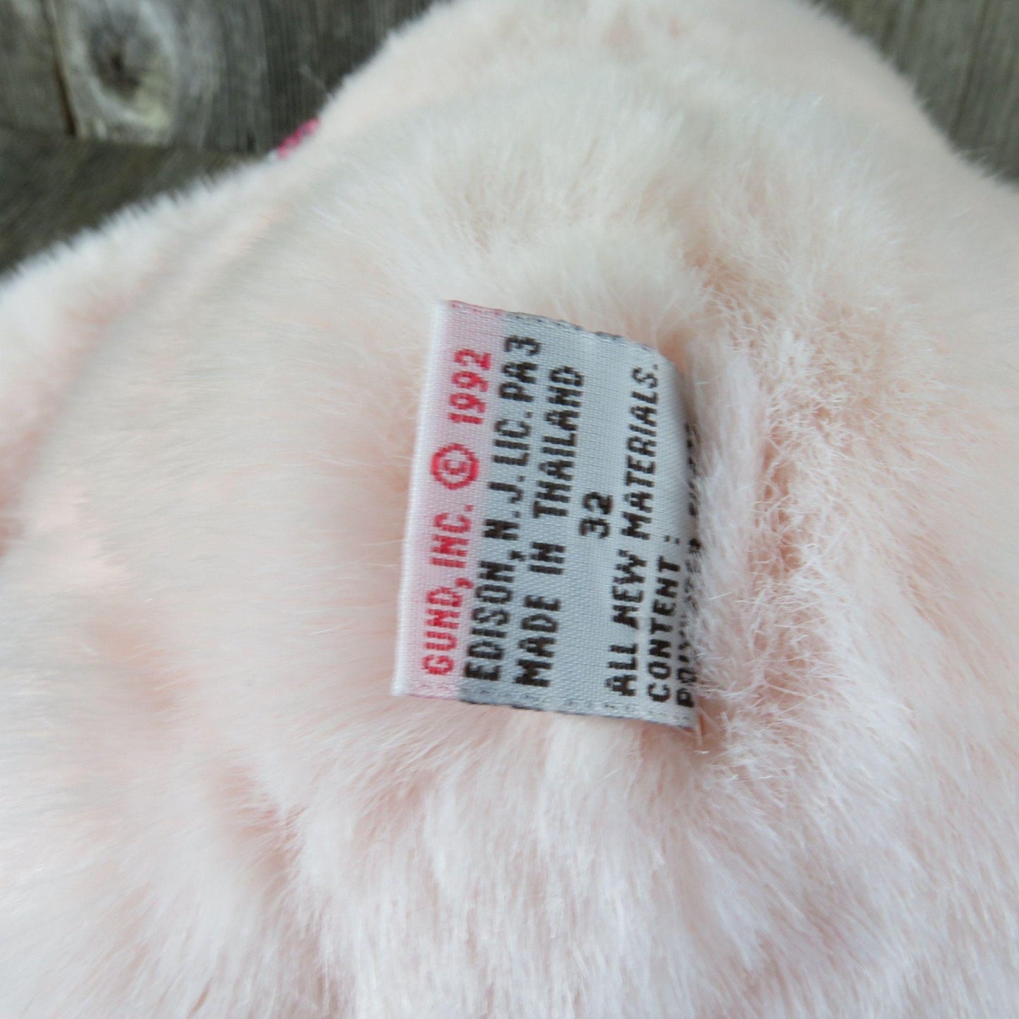 Vintage Pink Teddy Bear Plush Victoria Secret Gund Floral Bow Stuffed Animal Flocked Nose Victoria's Heart 1992