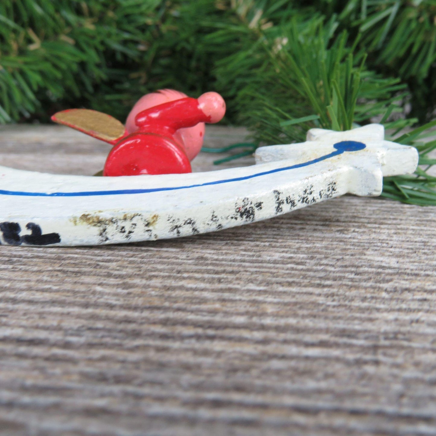 Vintage Angles on Shooting Star Wood Ornament Wooden Christmas