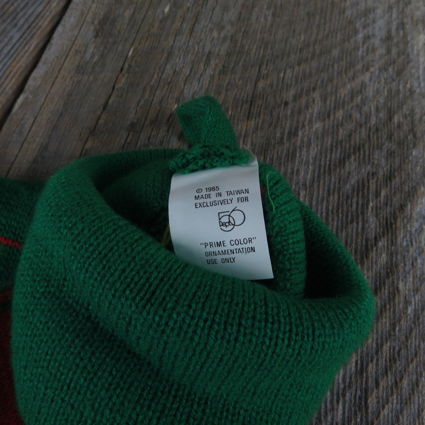 Vintage Knit Ornament Pattern Stocking Department 56 Christmas Green Purple Blue Taiwan