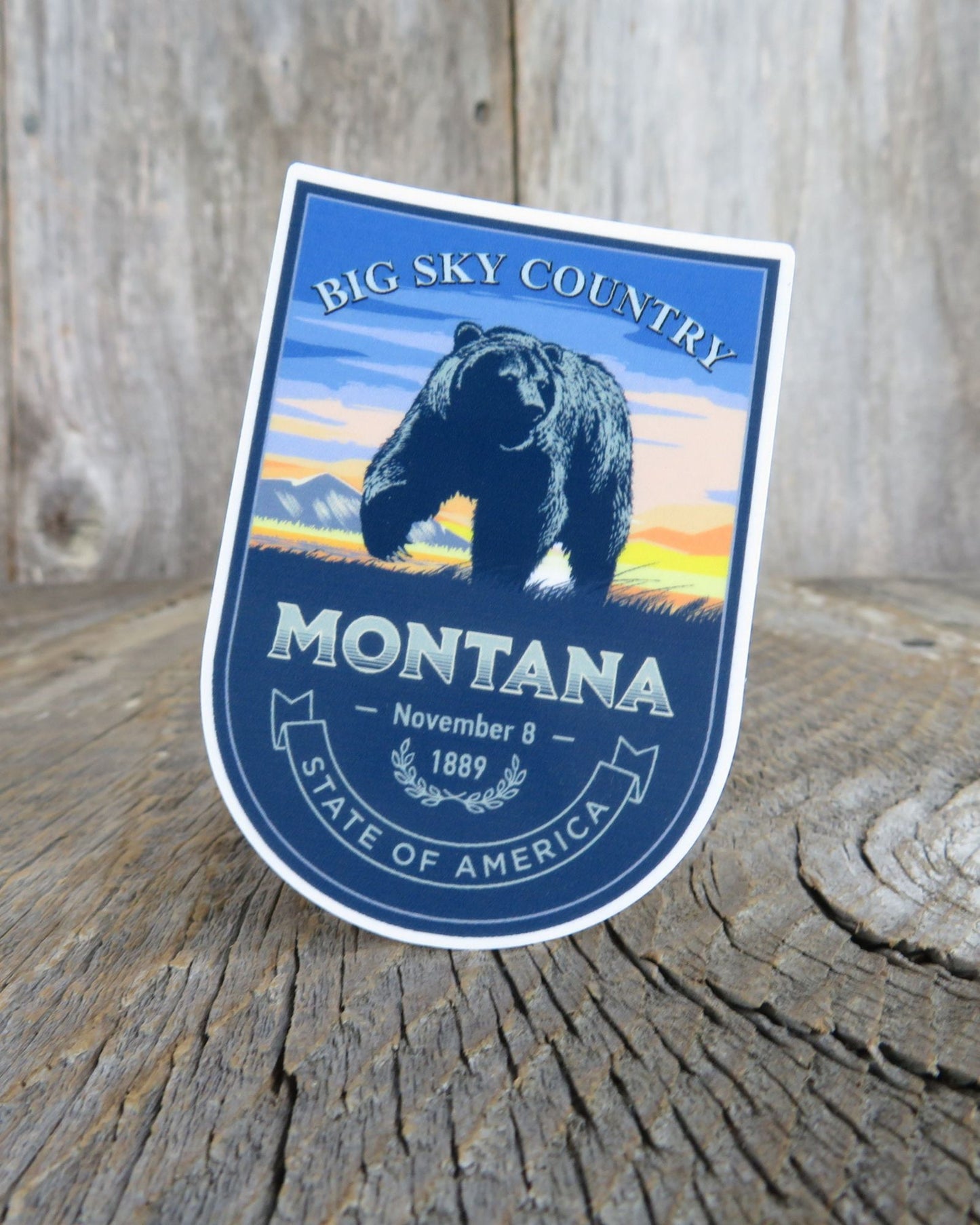 Montana Sticker Big Sky Country Grizzly Bear Souvenir Blue Waterproof State Pride Travel Water Bottle Laptop
