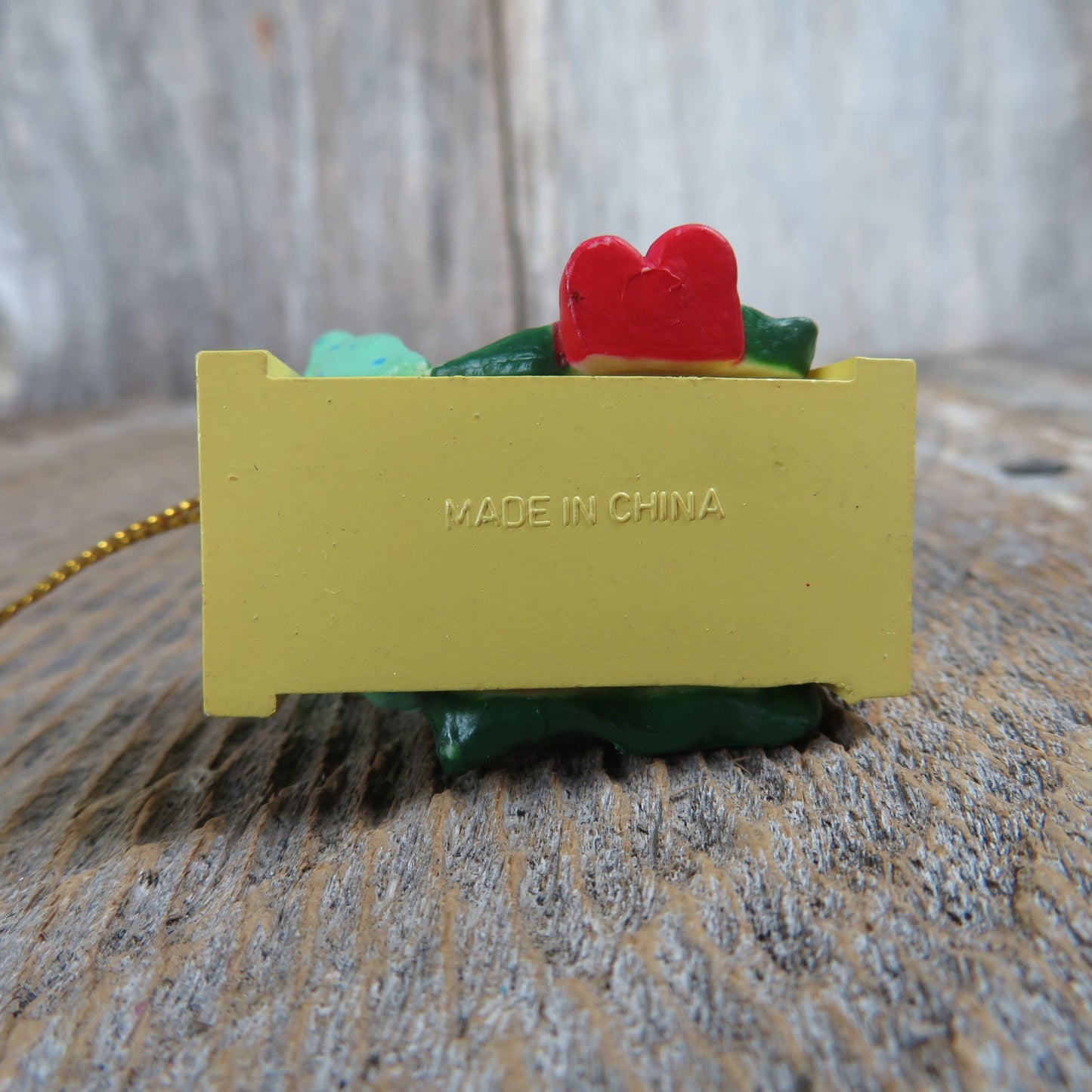 Vintage Sleeping Santa Ornament Christmas Santa in Bed Green Blanket - At Grandma's Table
